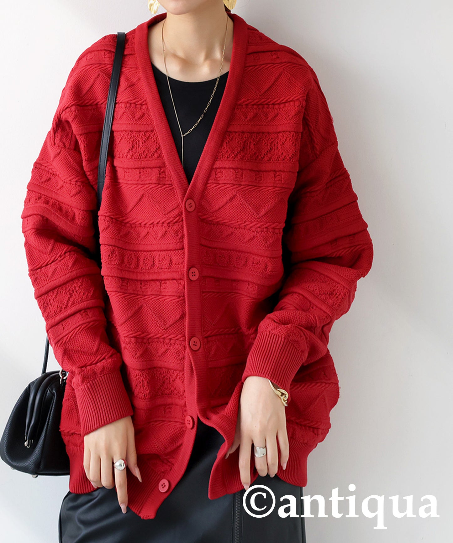 3D Jacquard Knit Cardigan Ladies