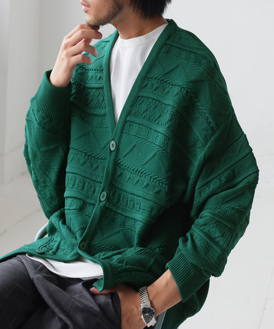 3D Jacquard Knit Cardigan Men's