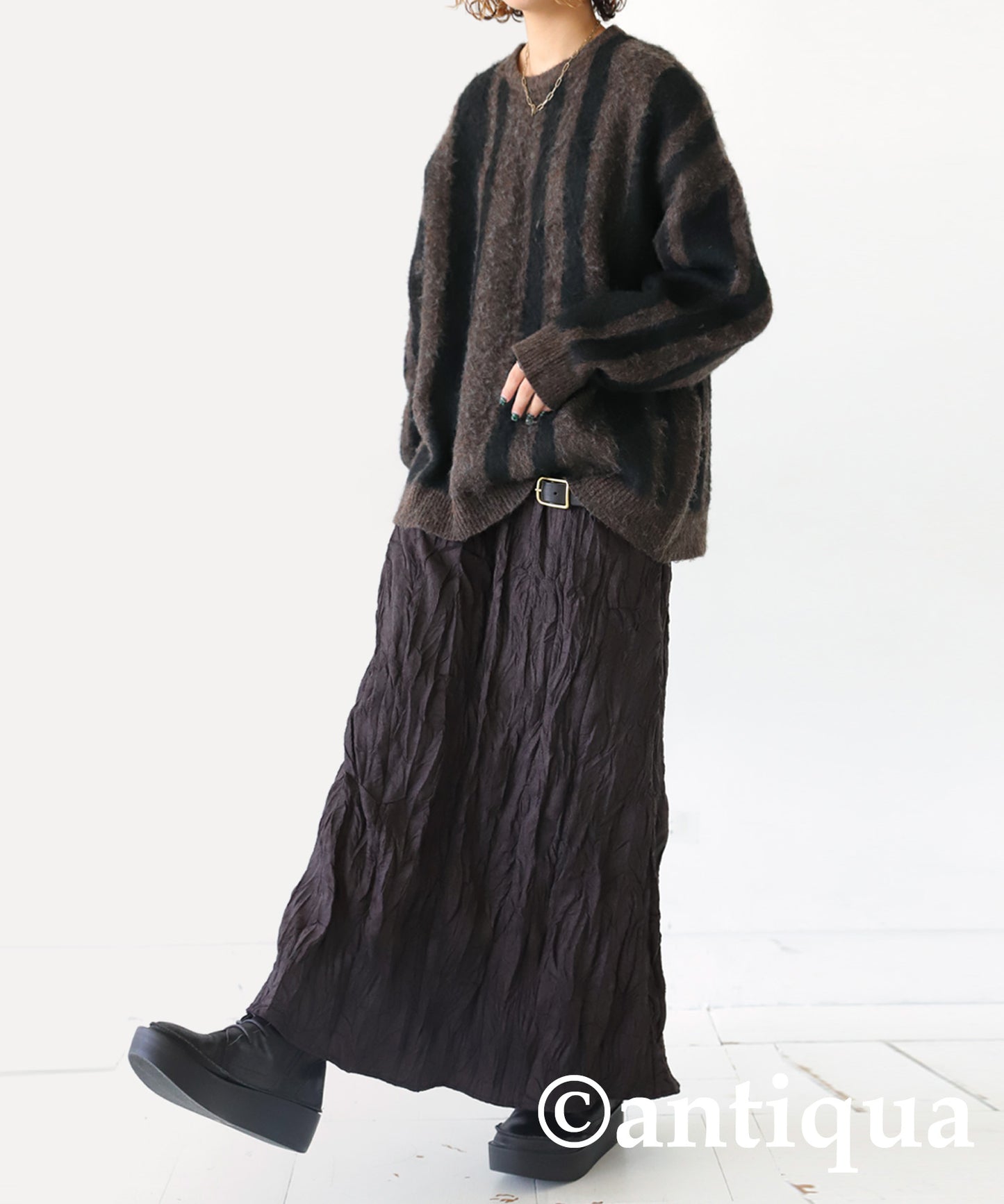 Striped Pattern Knit Ladies