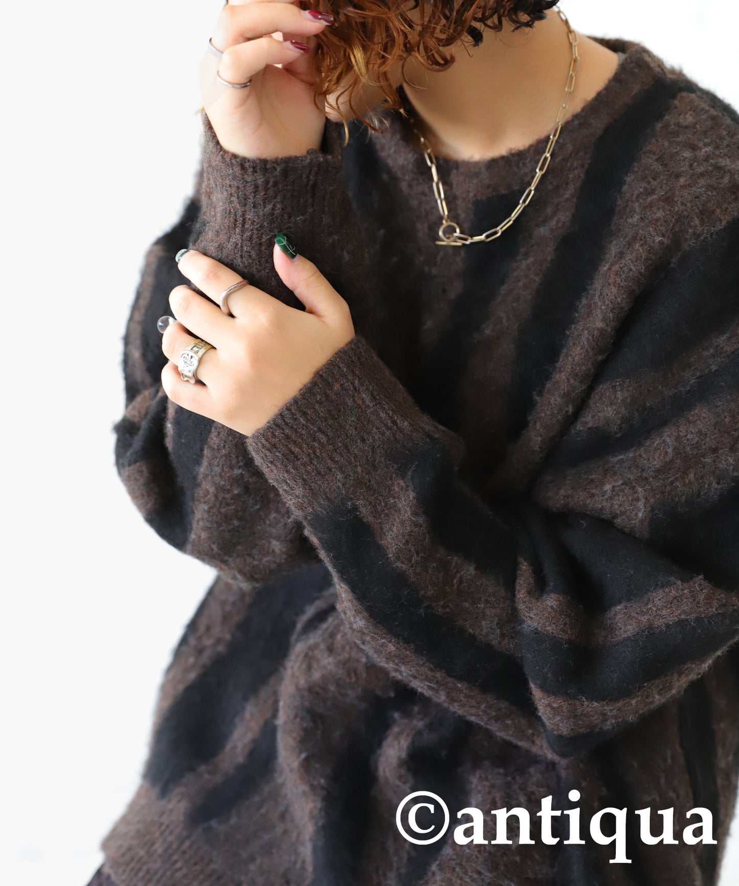 Striped Pattern Knit Ladies