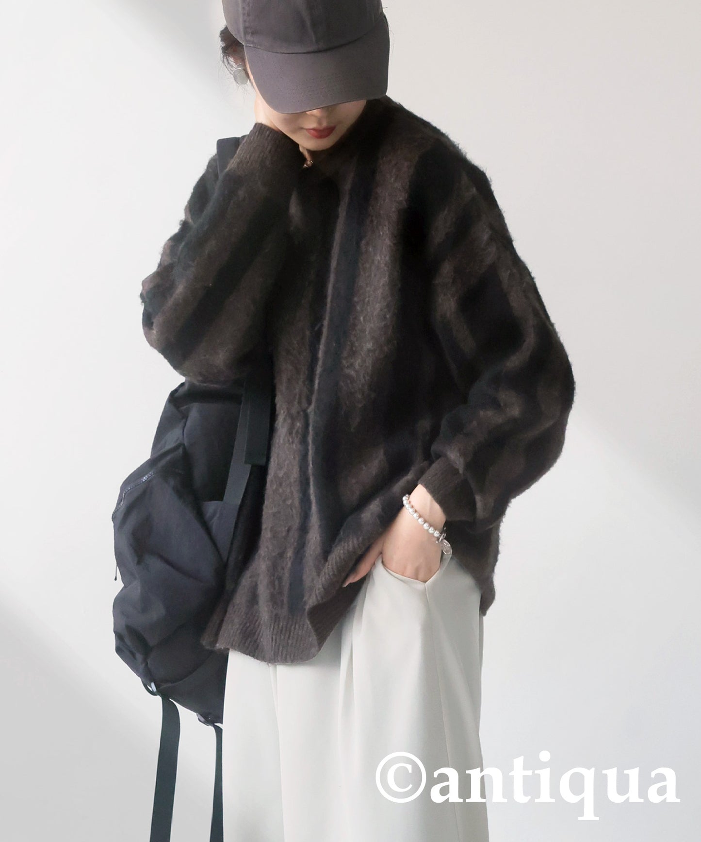 Striped Pattern Knit Ladies