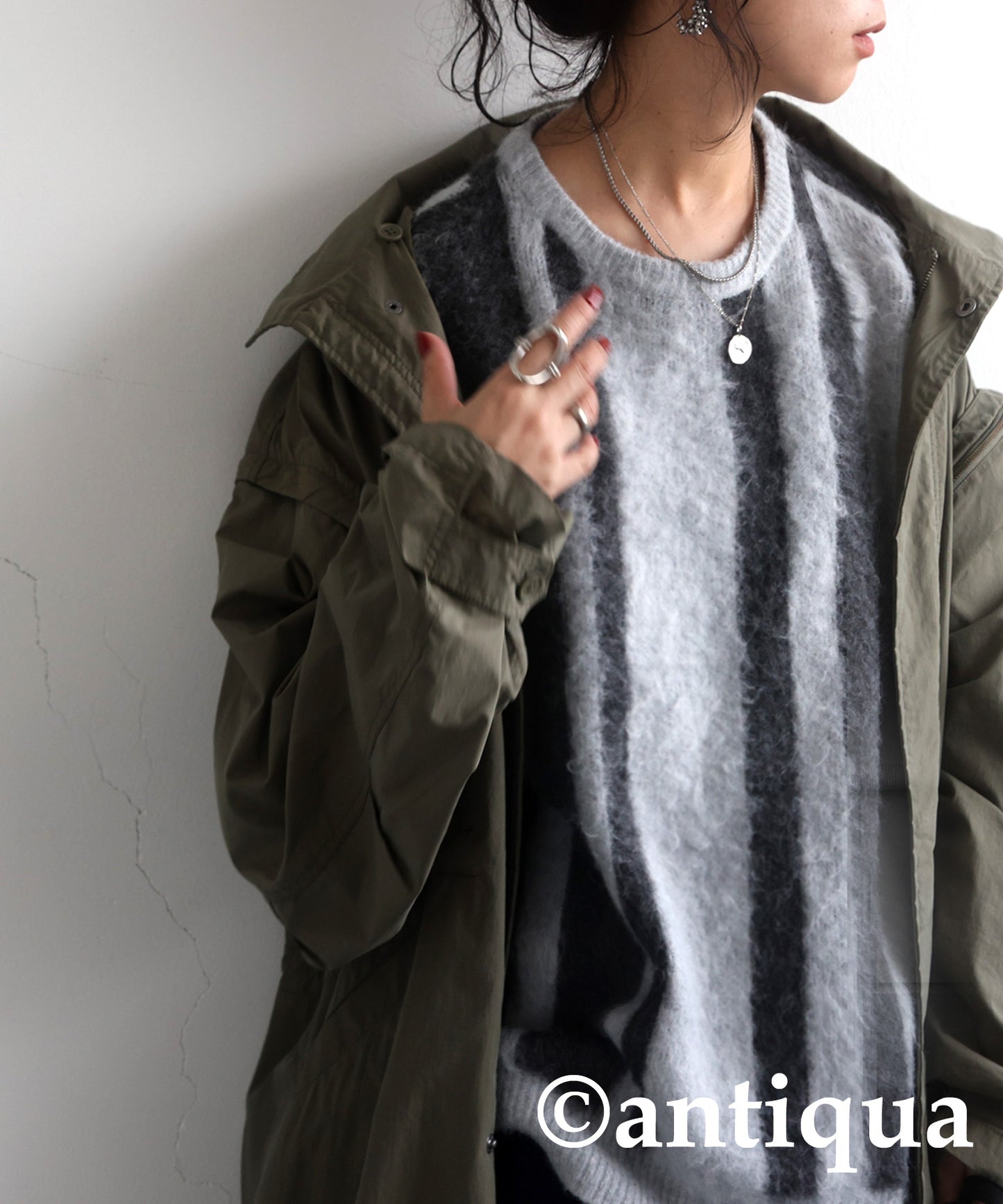 Striped Pattern Knit Ladies