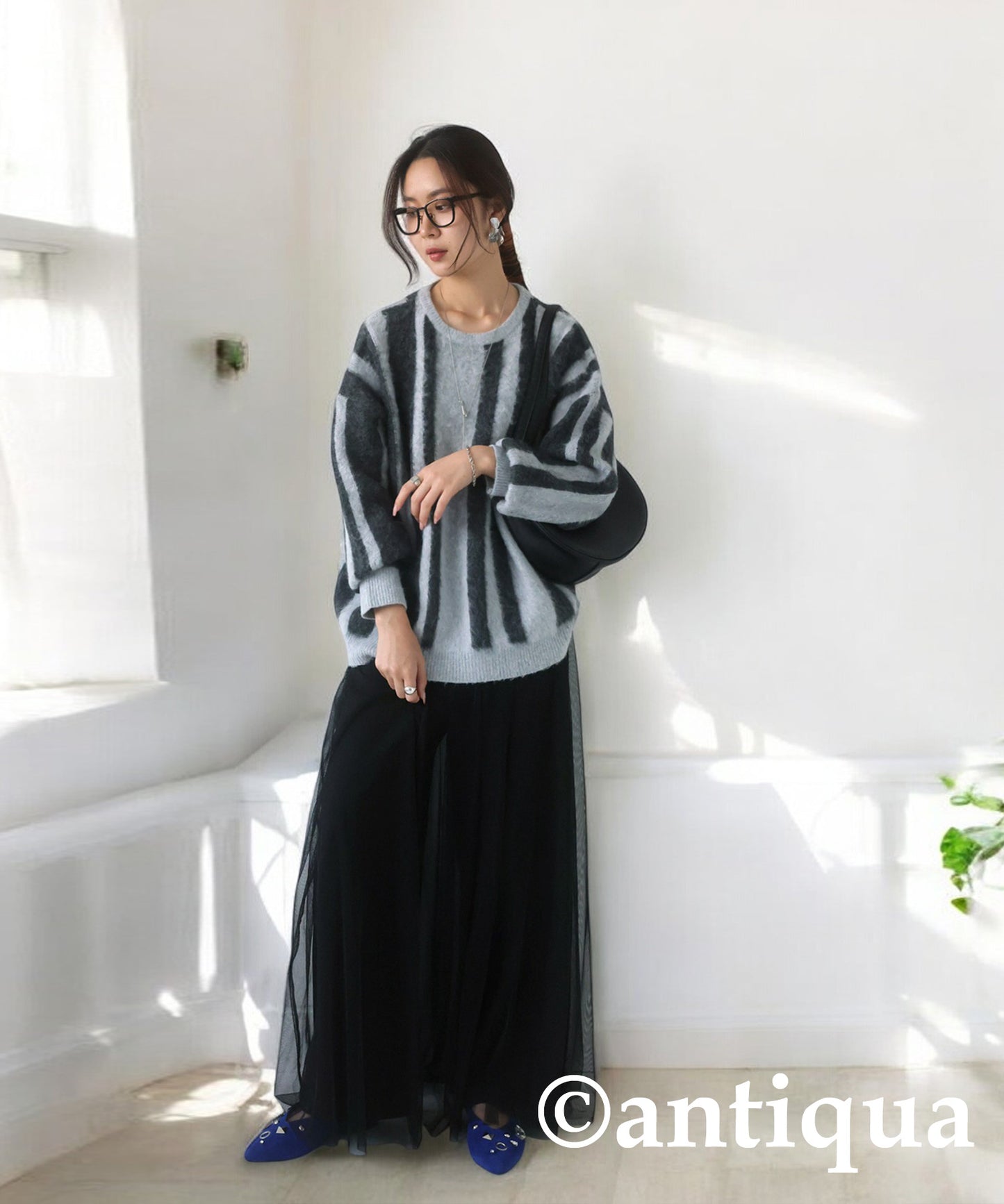 Striped Pattern Knit Ladies