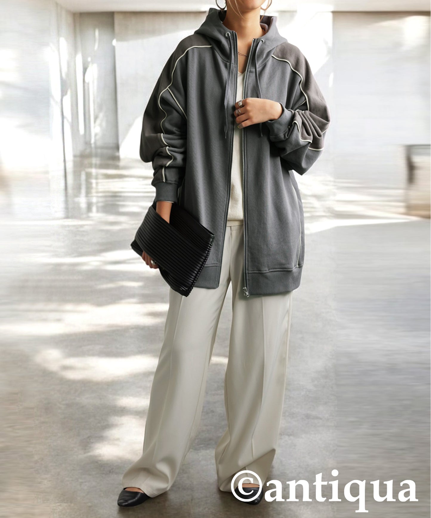 Fleece High Neck Zip Hoodie Ladies