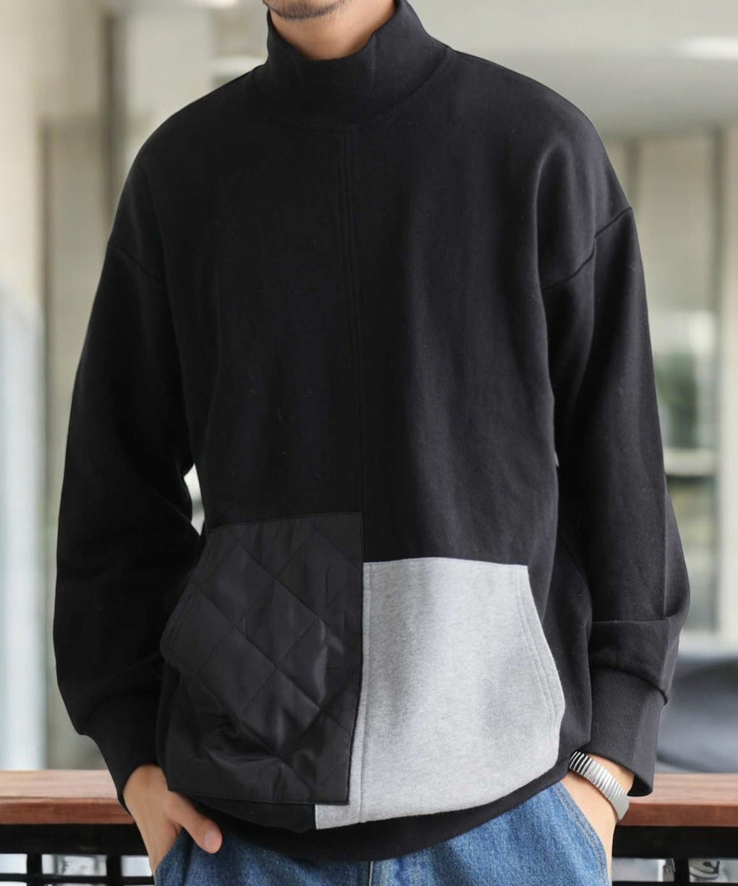 Pocket Color Scheme Tops Men's