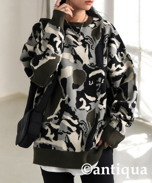 Camouflage Pattern Knit Ladies