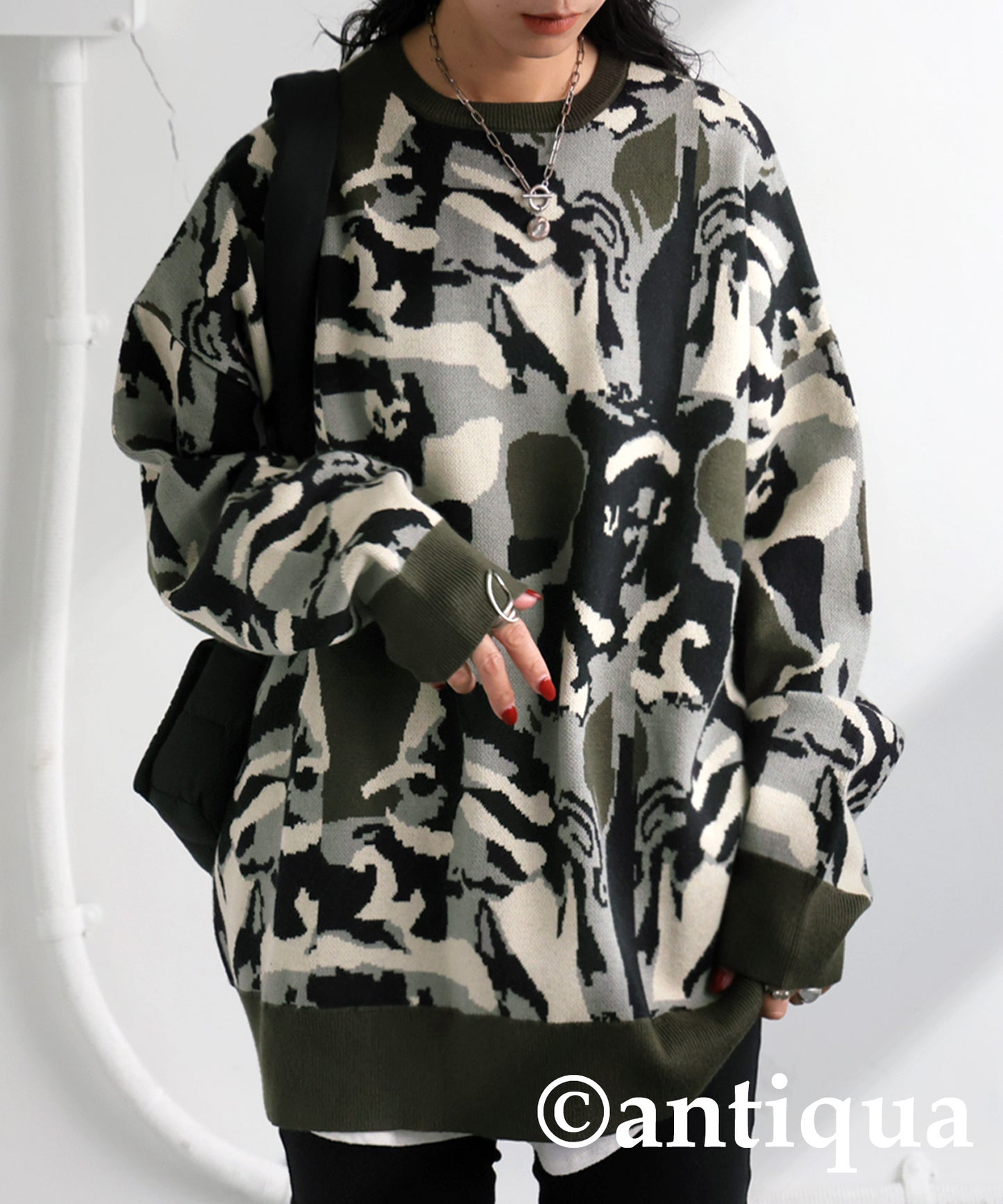 Camouflage Pattern Knit Ladies