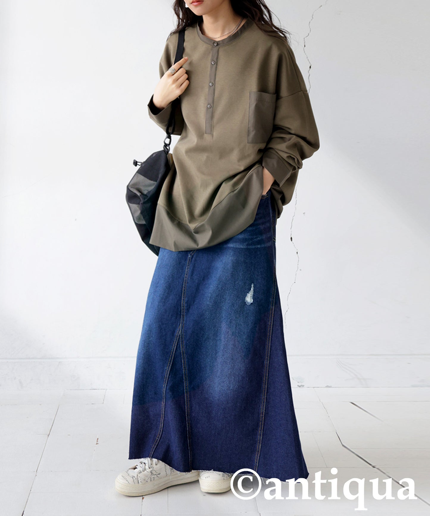 Henley Neck Tops Ladies