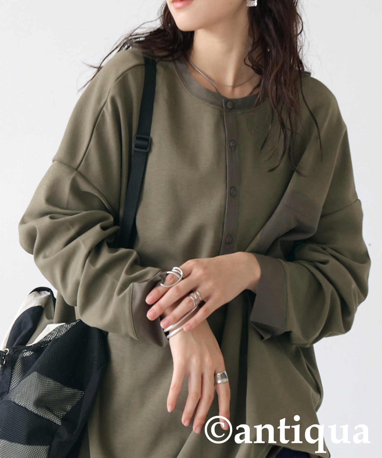 Henley Neck Tops Ladies