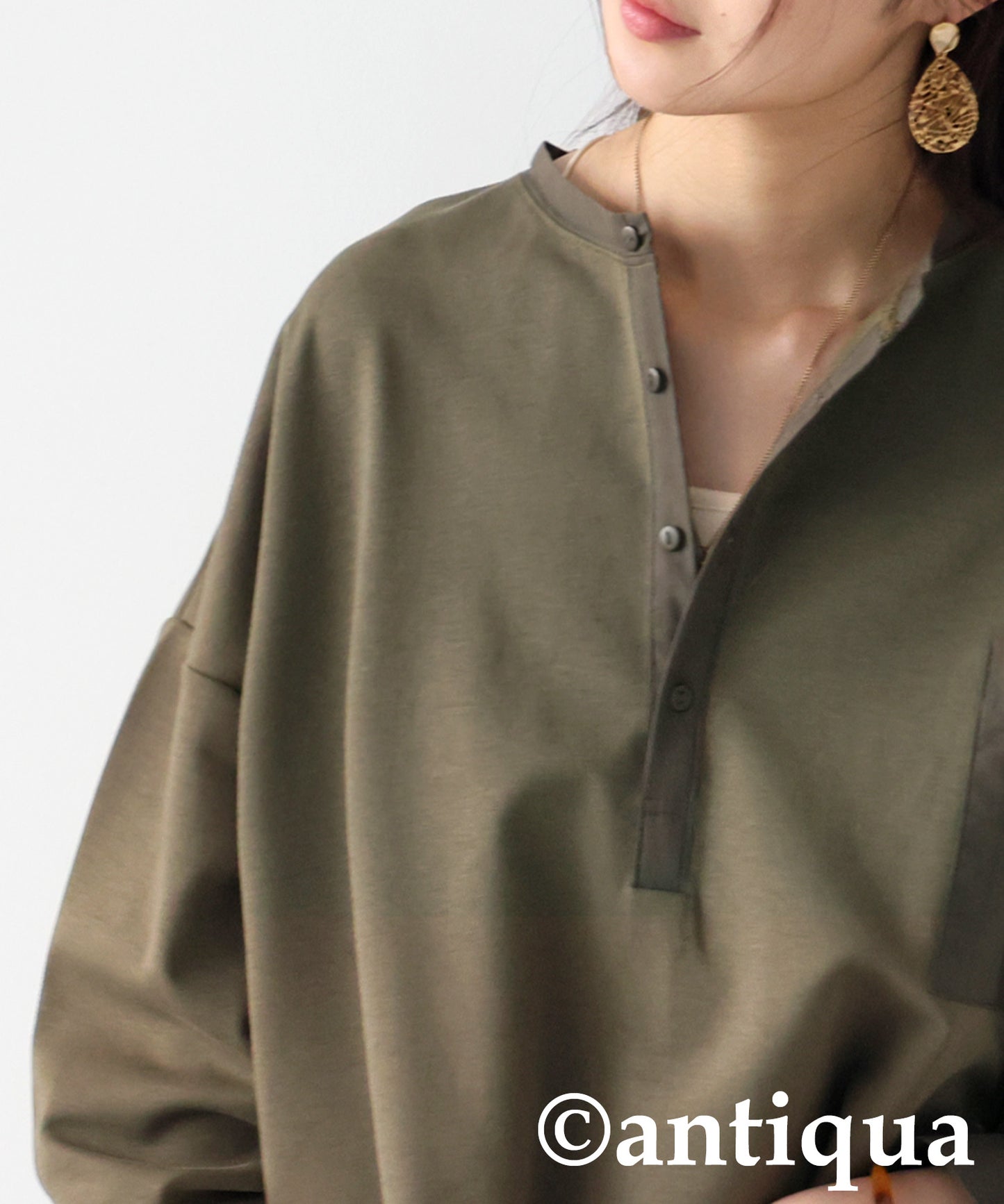 Henley Neck Tops Ladies