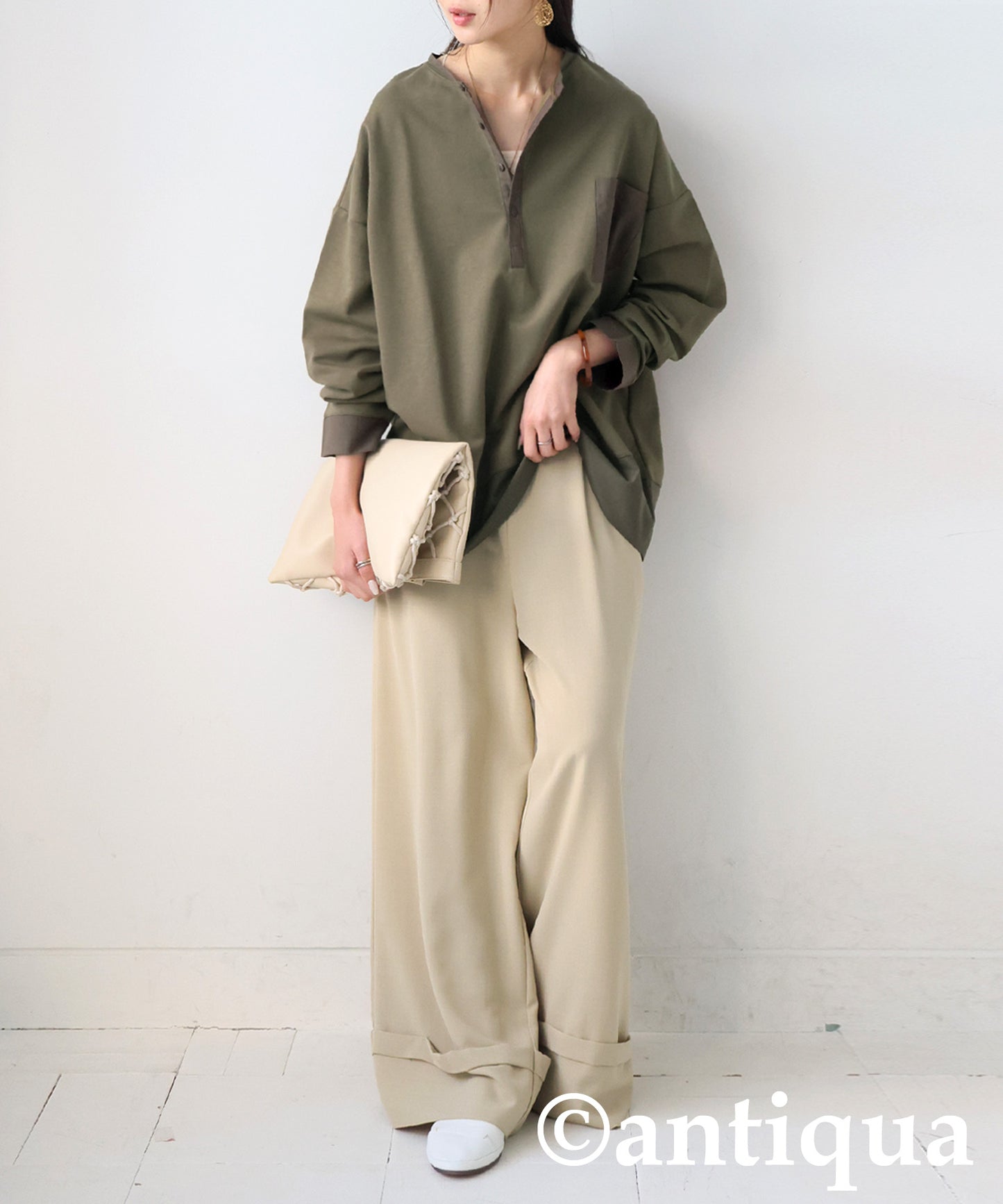 Henley Neck Tops Ladies