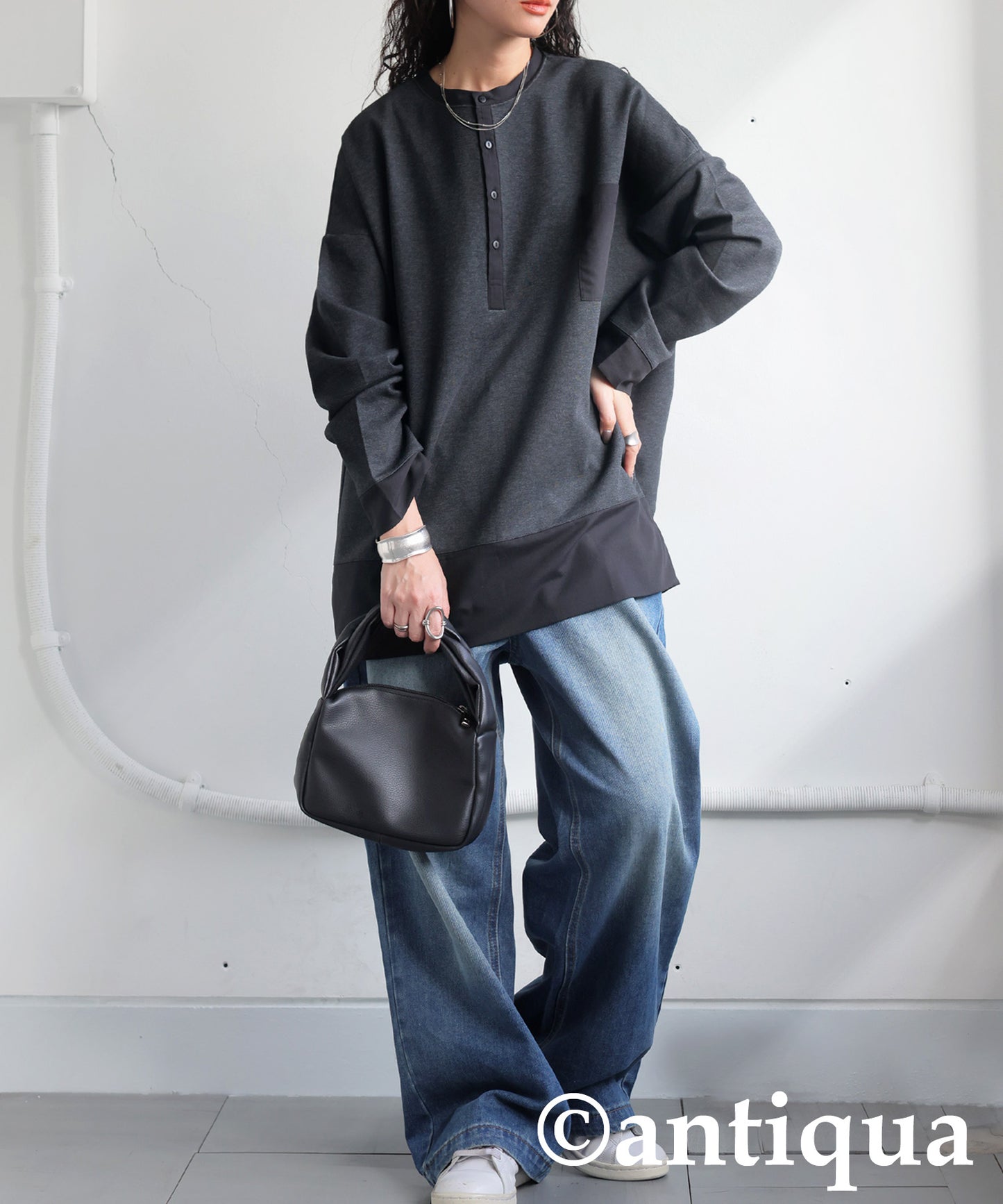 Henley Neck Tops Ladies