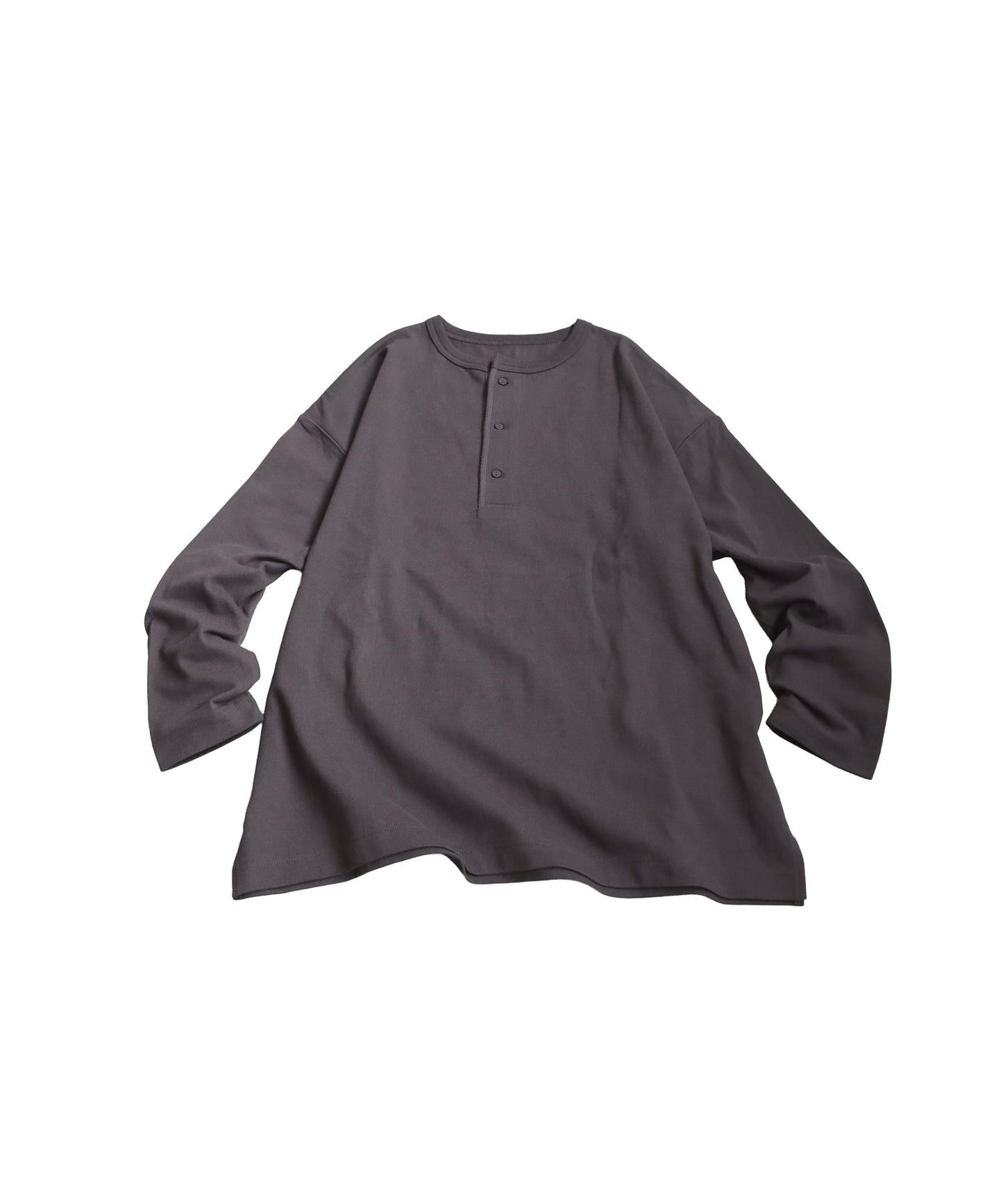 Henley Neck Basque Long T-Shirt Ladies