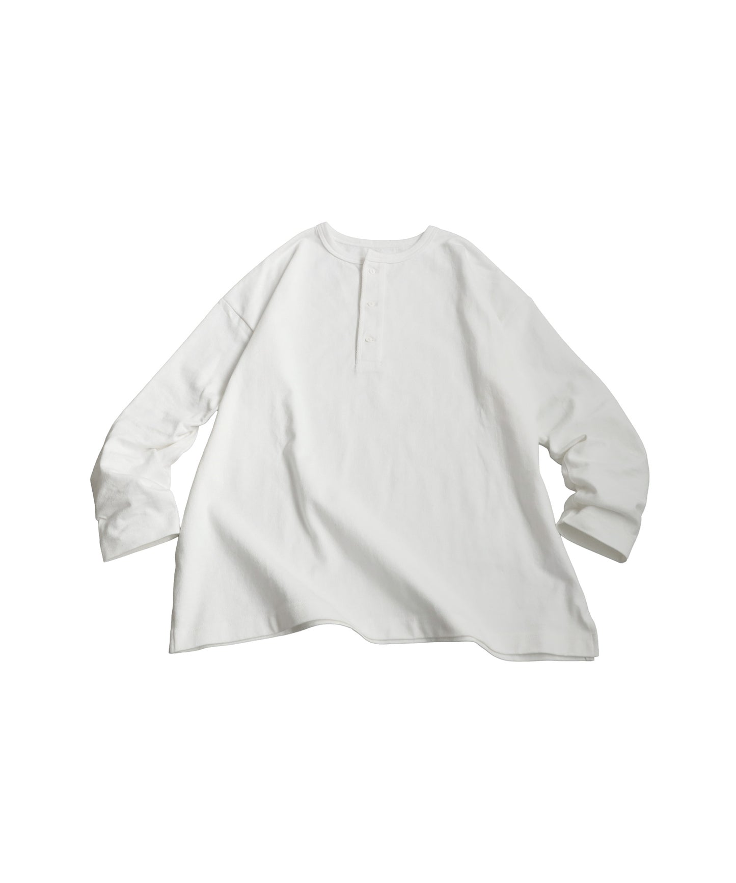 Henley Neck Basque Long T-Shirt Ladies