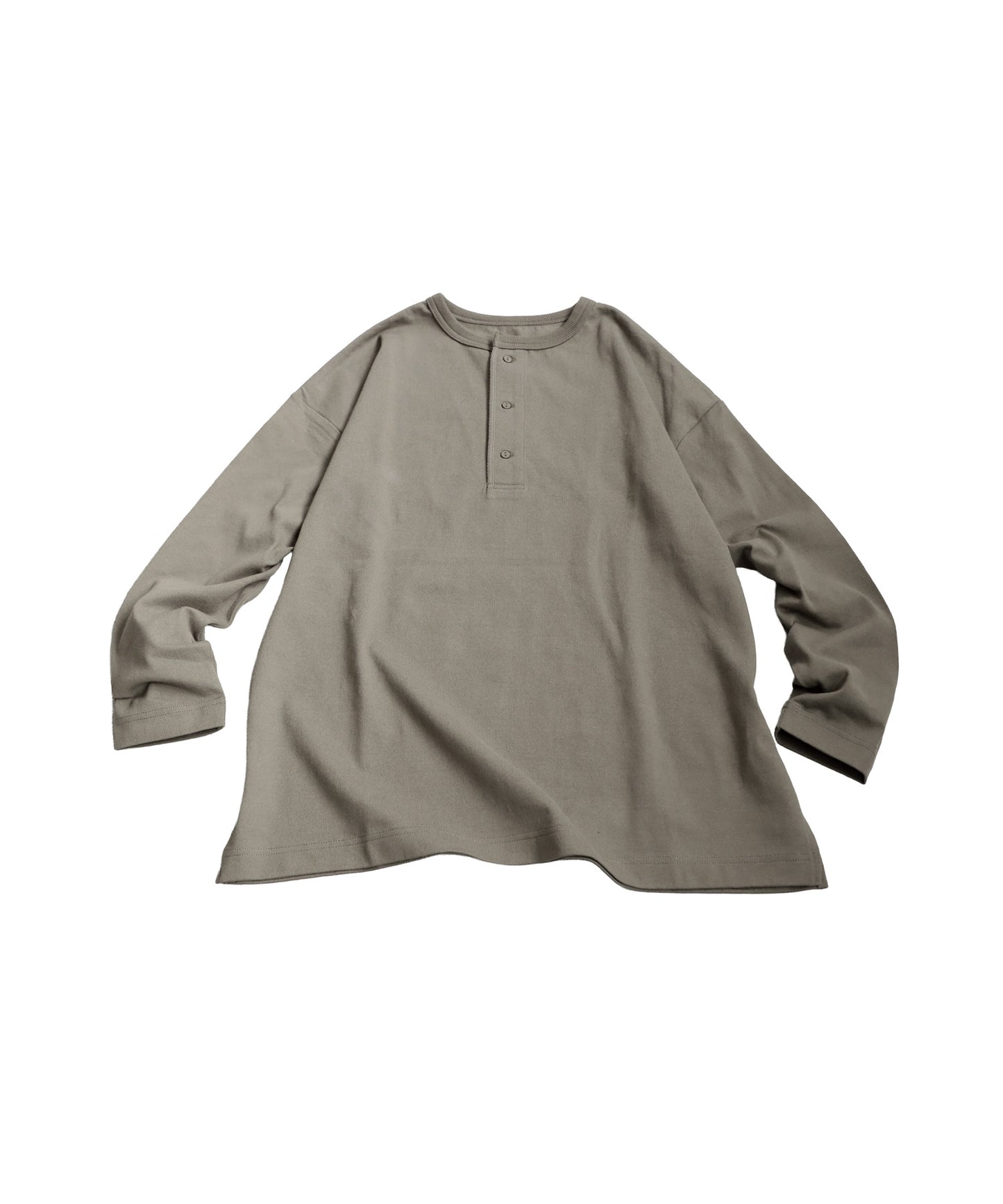 Henley Neck Basque Long T-Shirt Ladies