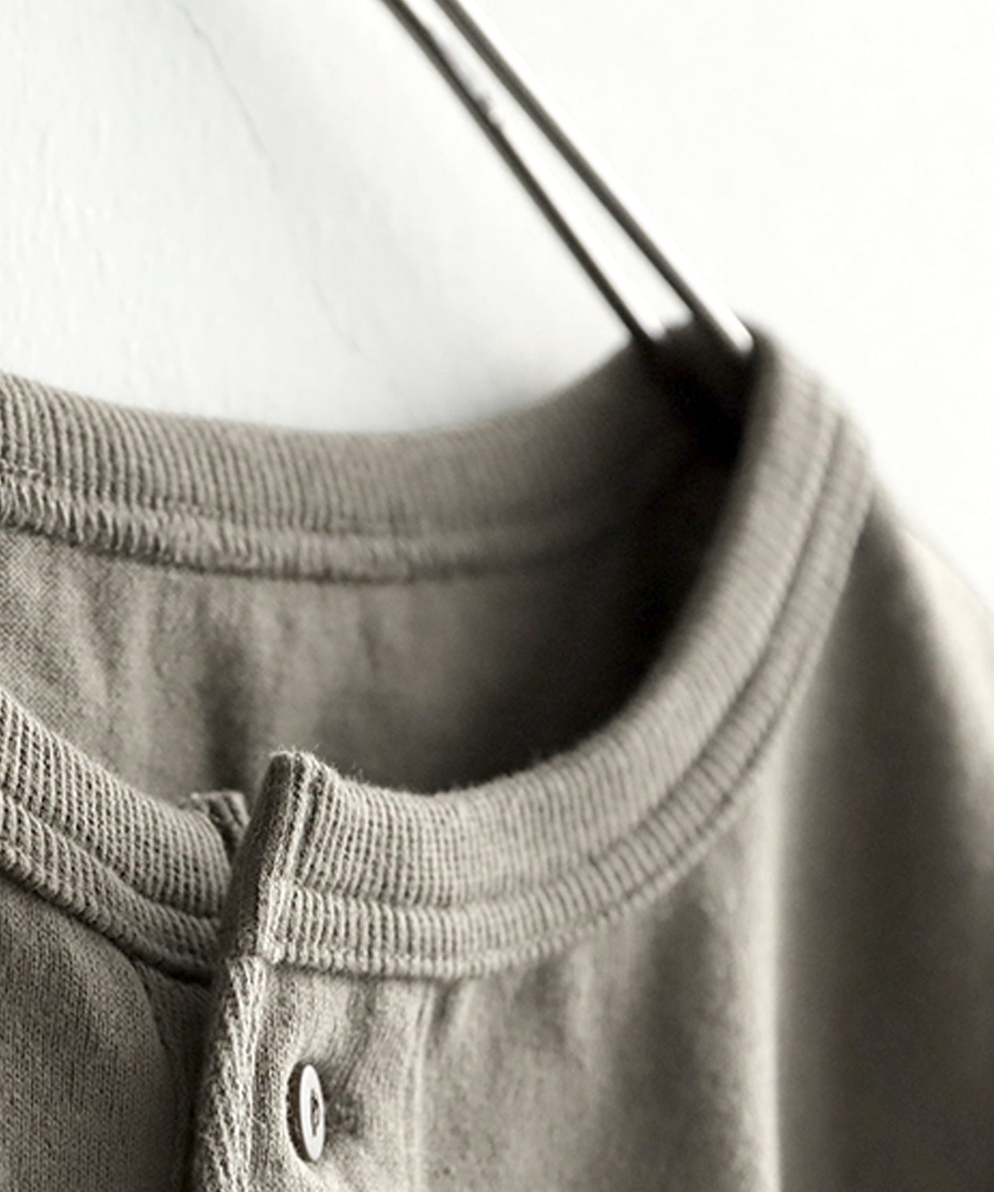 Henley Neck Basque Long T-Shirt Ladies