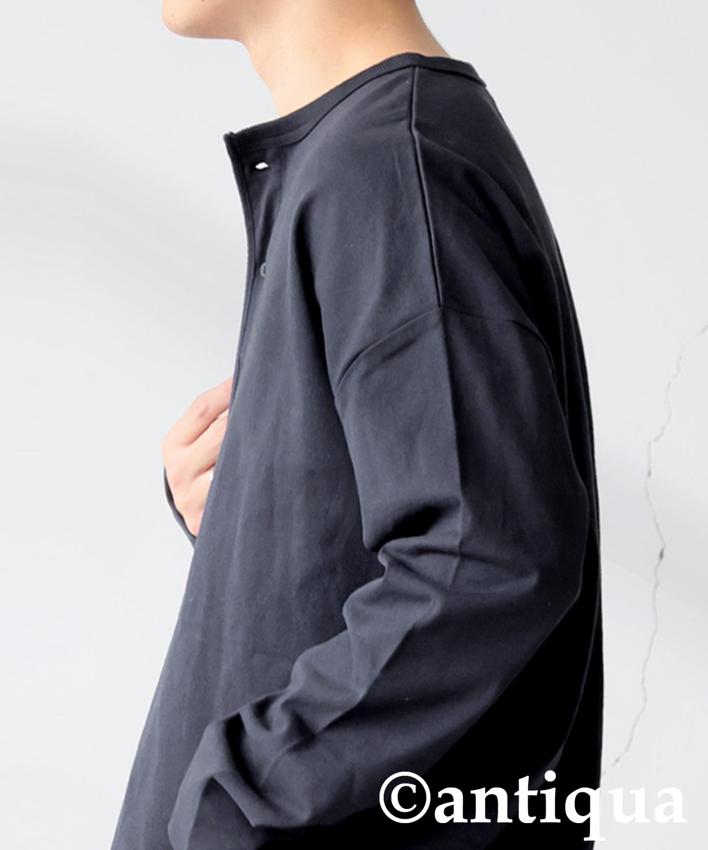 Henley Neck Basque Long T-Shirt Men's