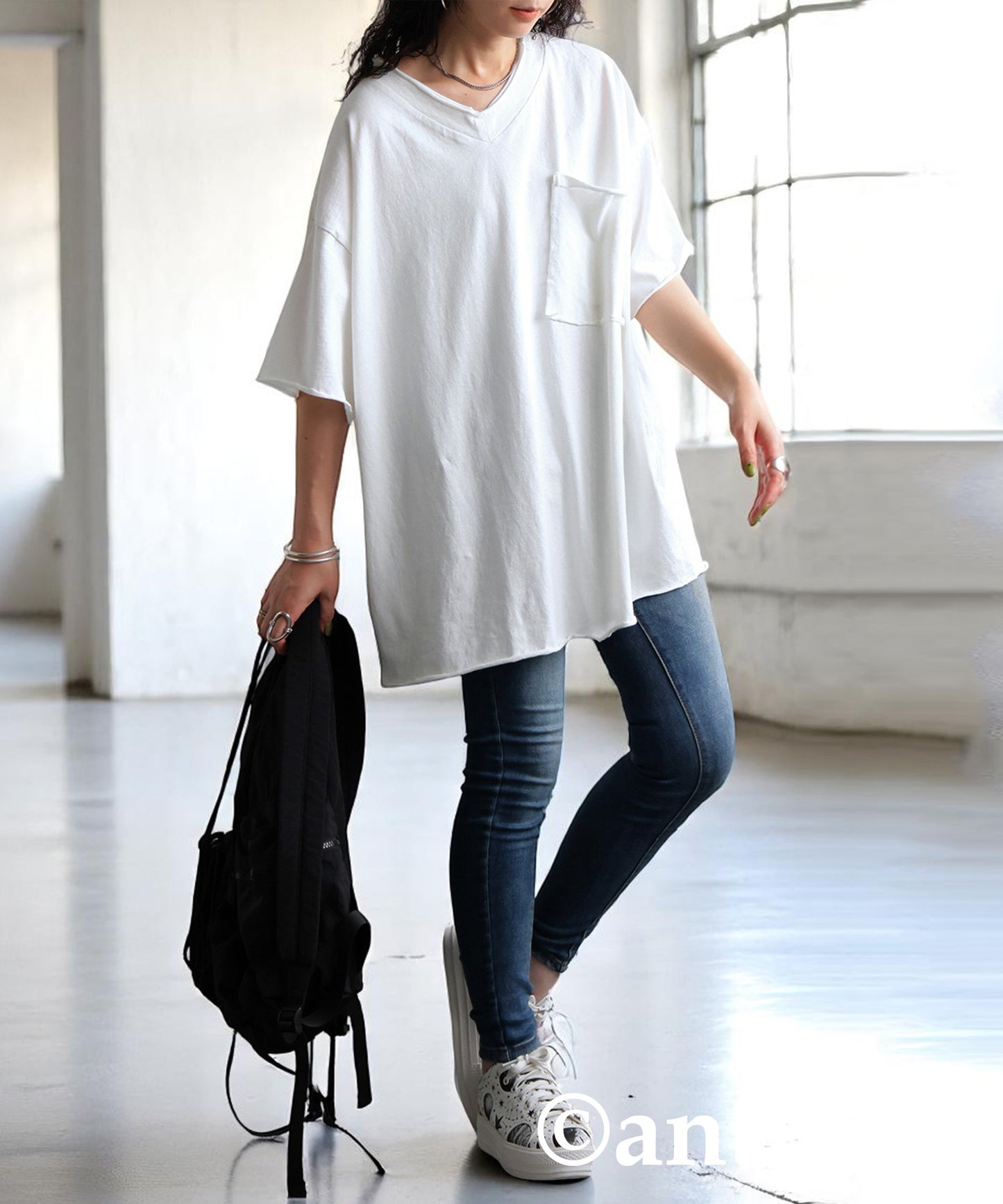 Ladies Cut-Off Big T-Shirt