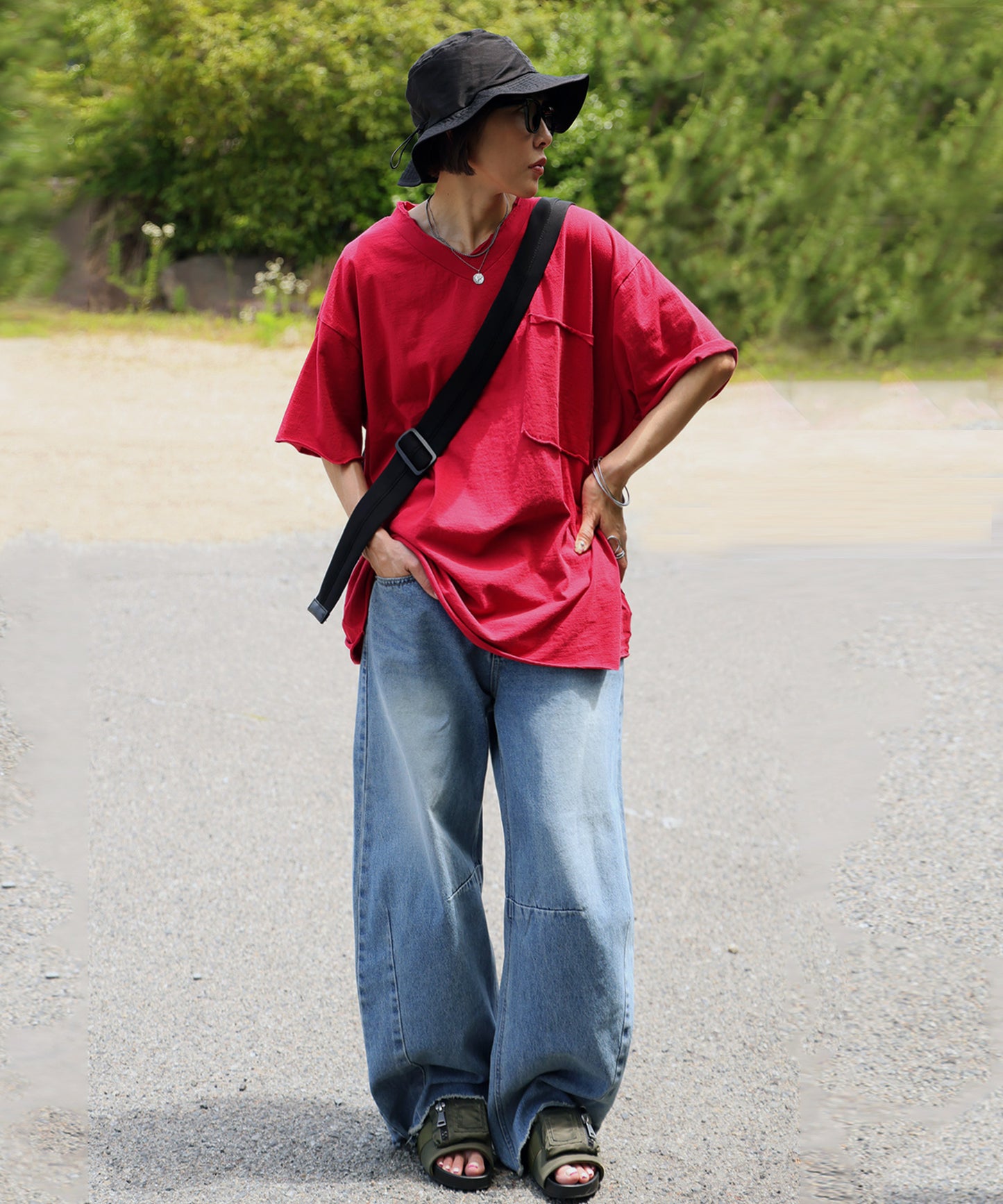 Ladies Cut-Off Big T-Shirt