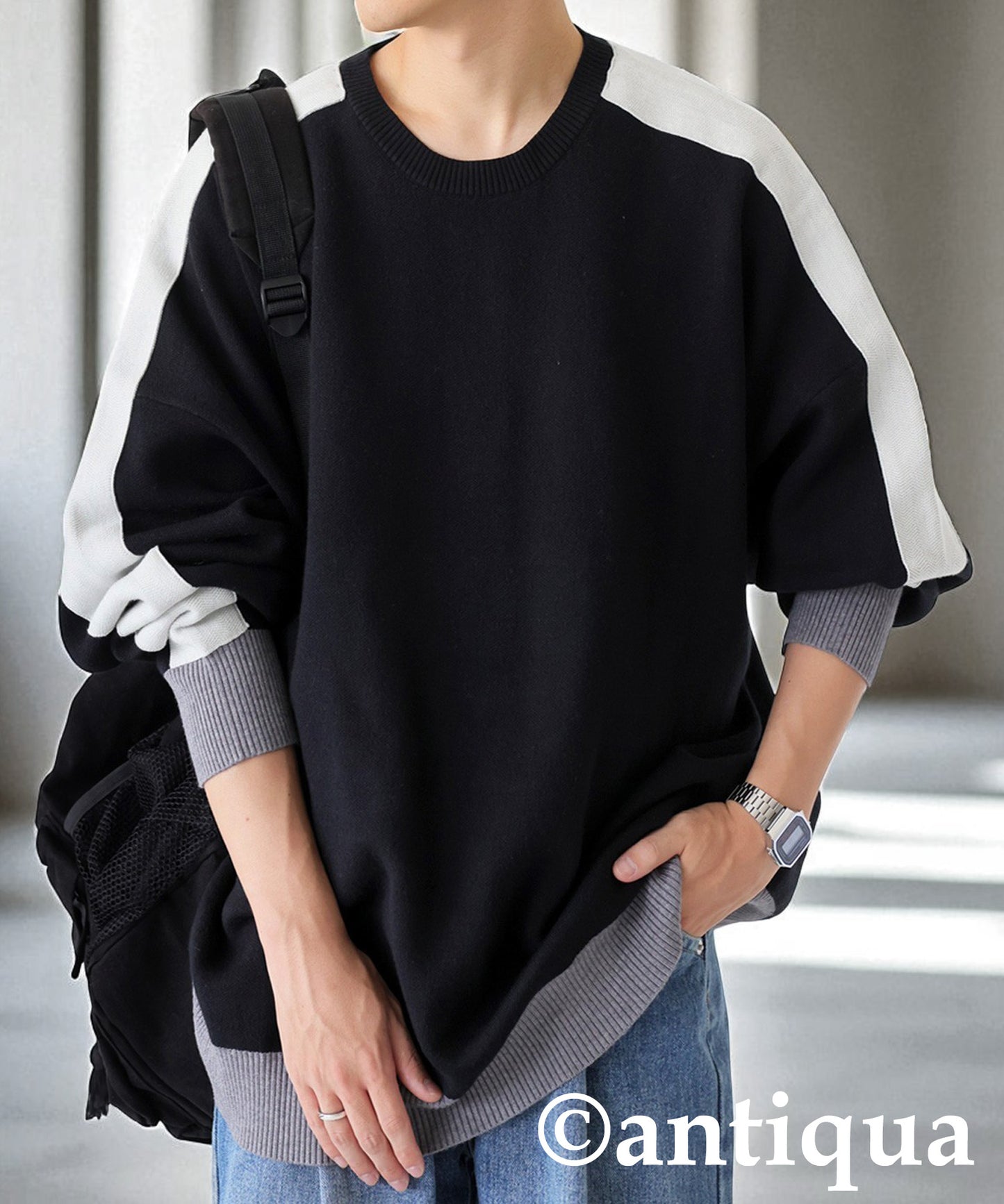 Color-Coordinated Striped Knit Tops Men's