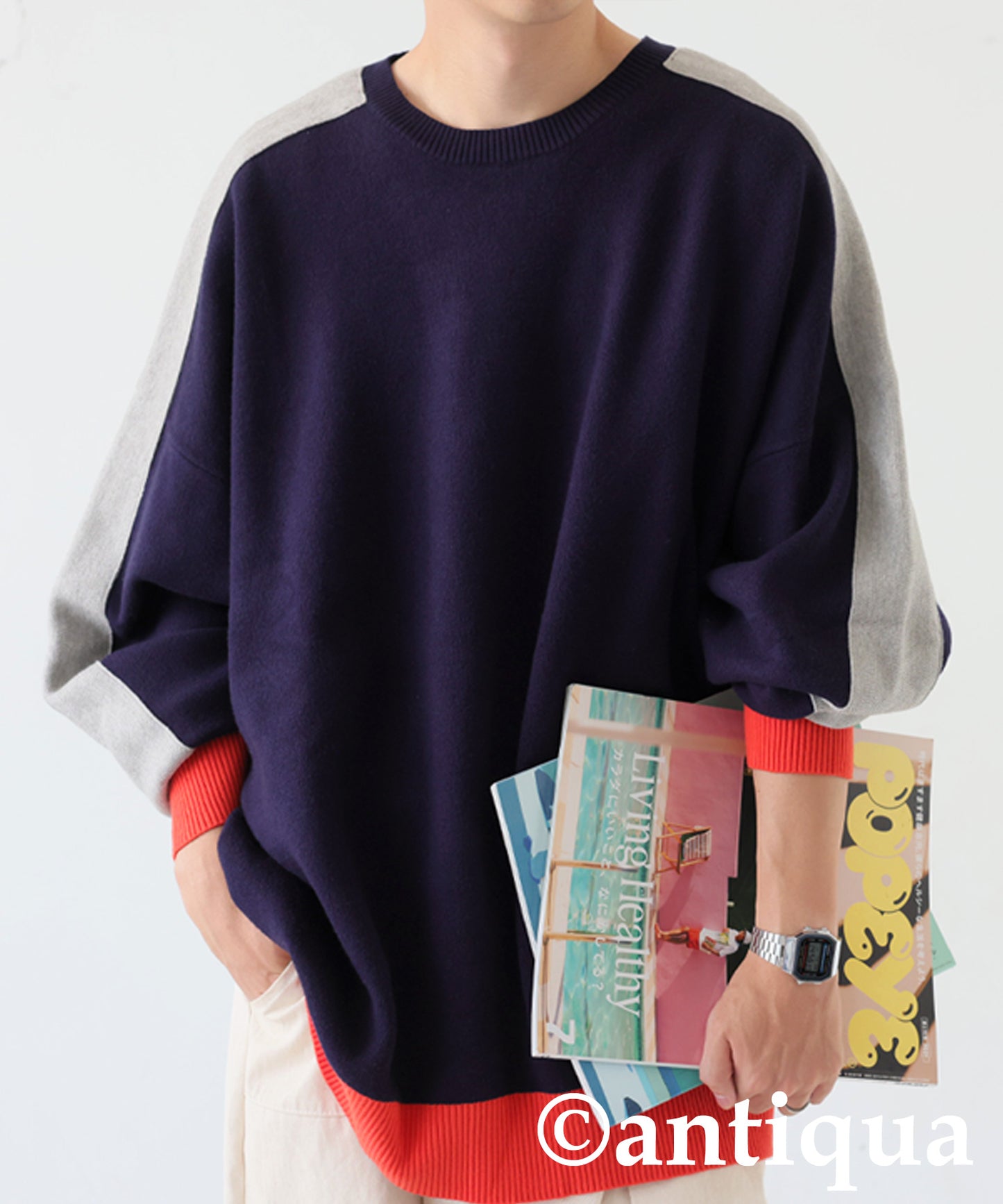 Color-Coordinated Striped Knit Tops Men's