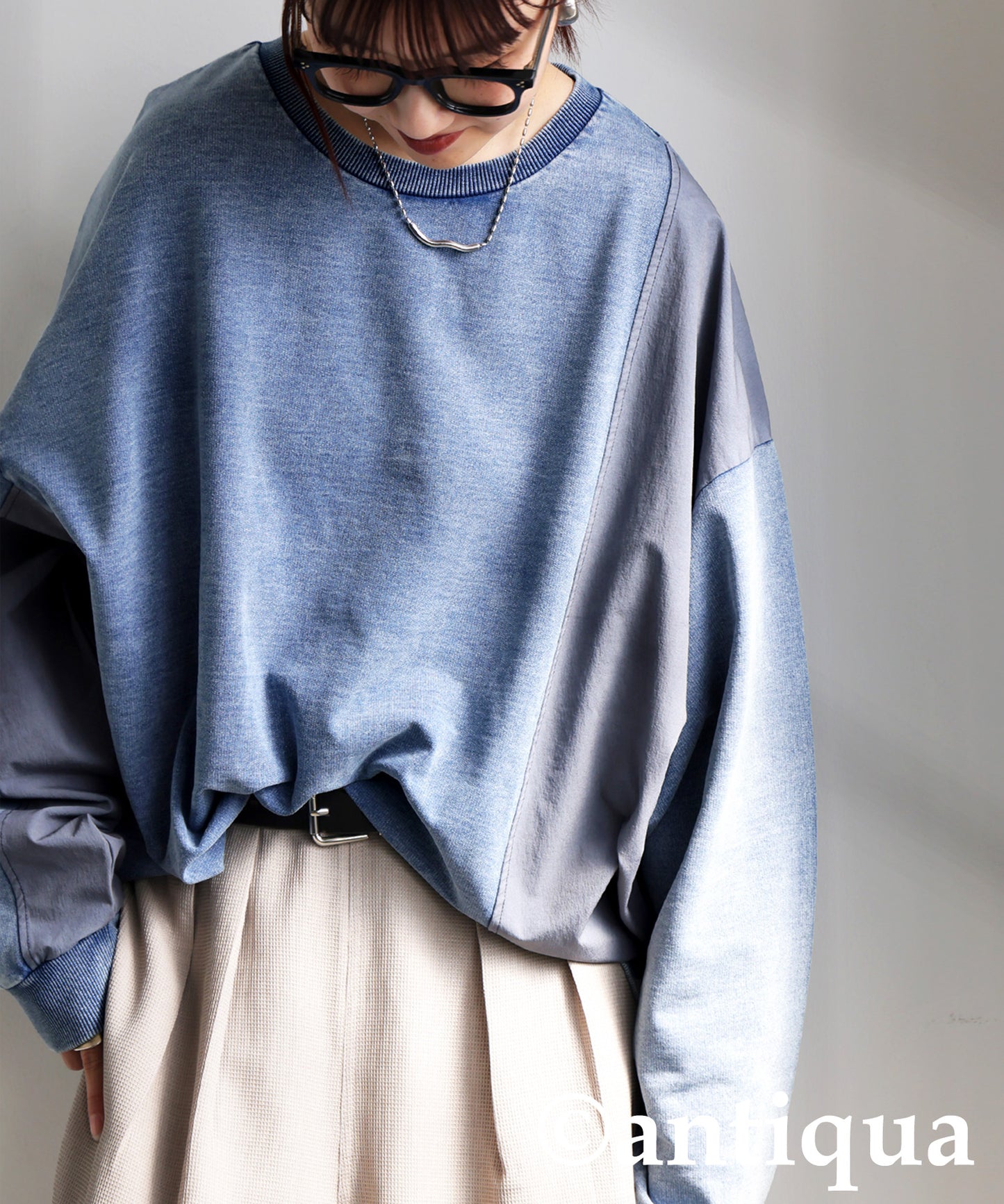 Mixed-Material Sweatshirt Ladies