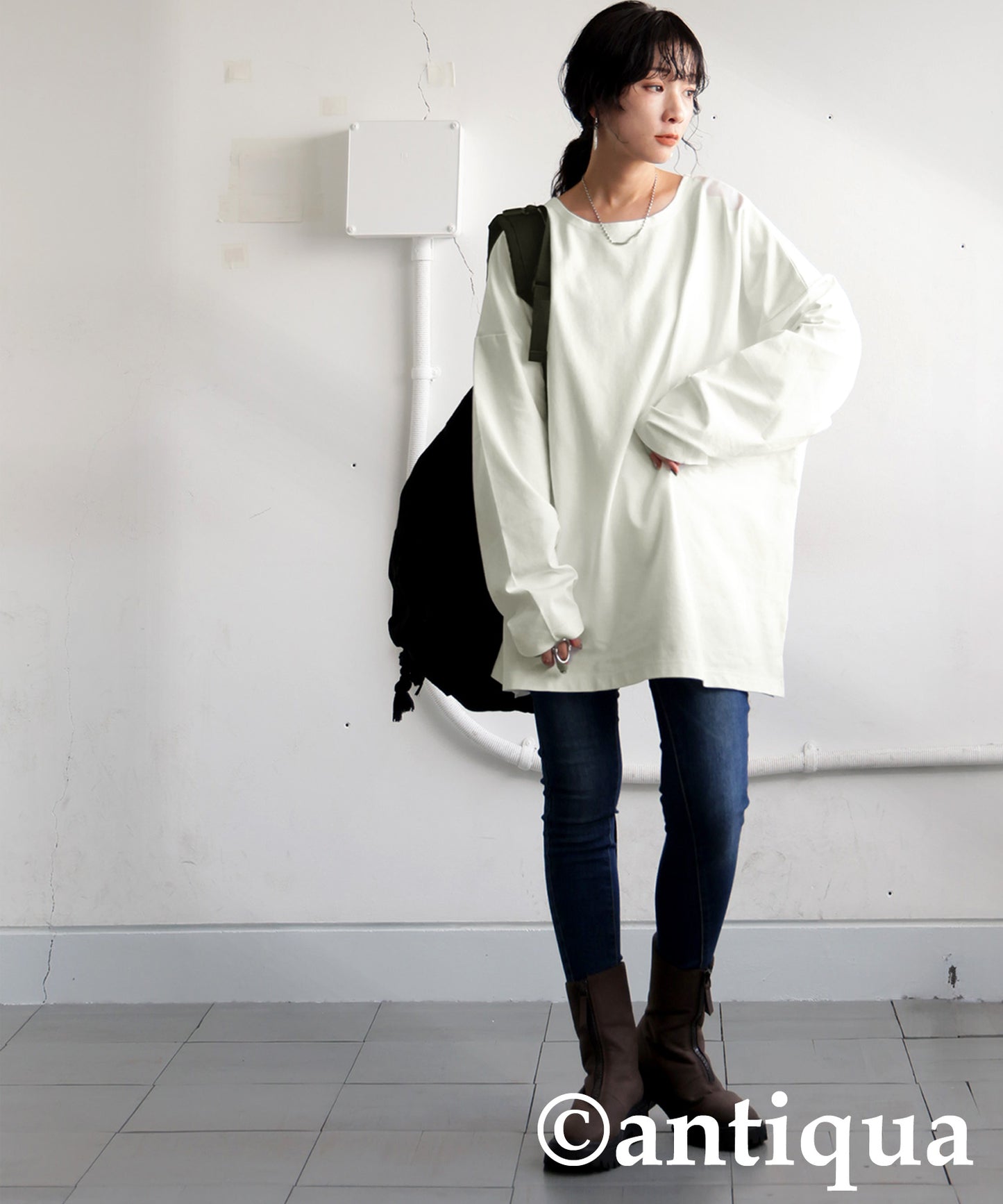 Drop Shoulder Long Sleeve T-Shirt Ladies