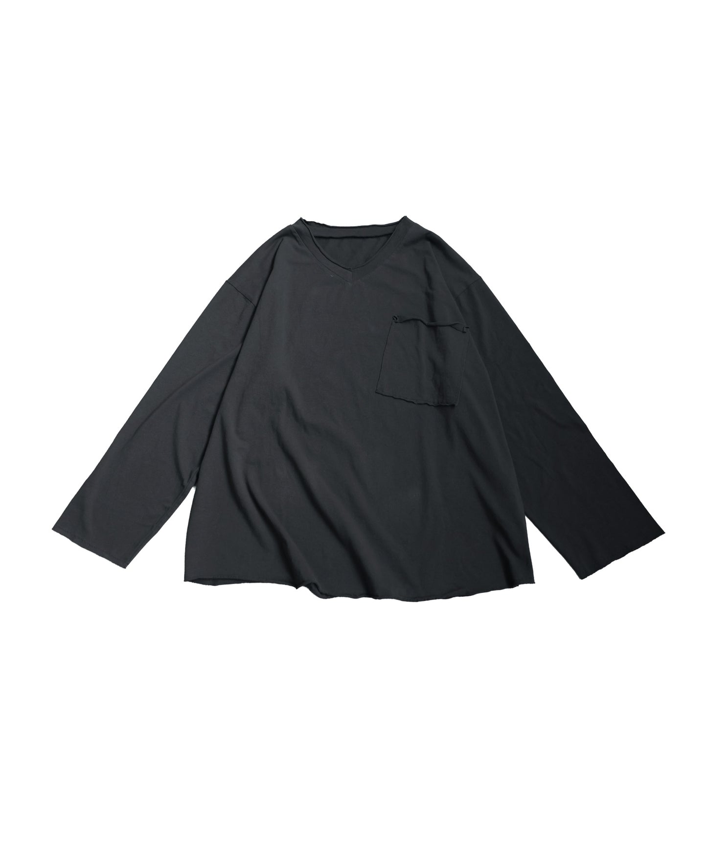 Cut-Off V-Neck Long T-Shirt Men's