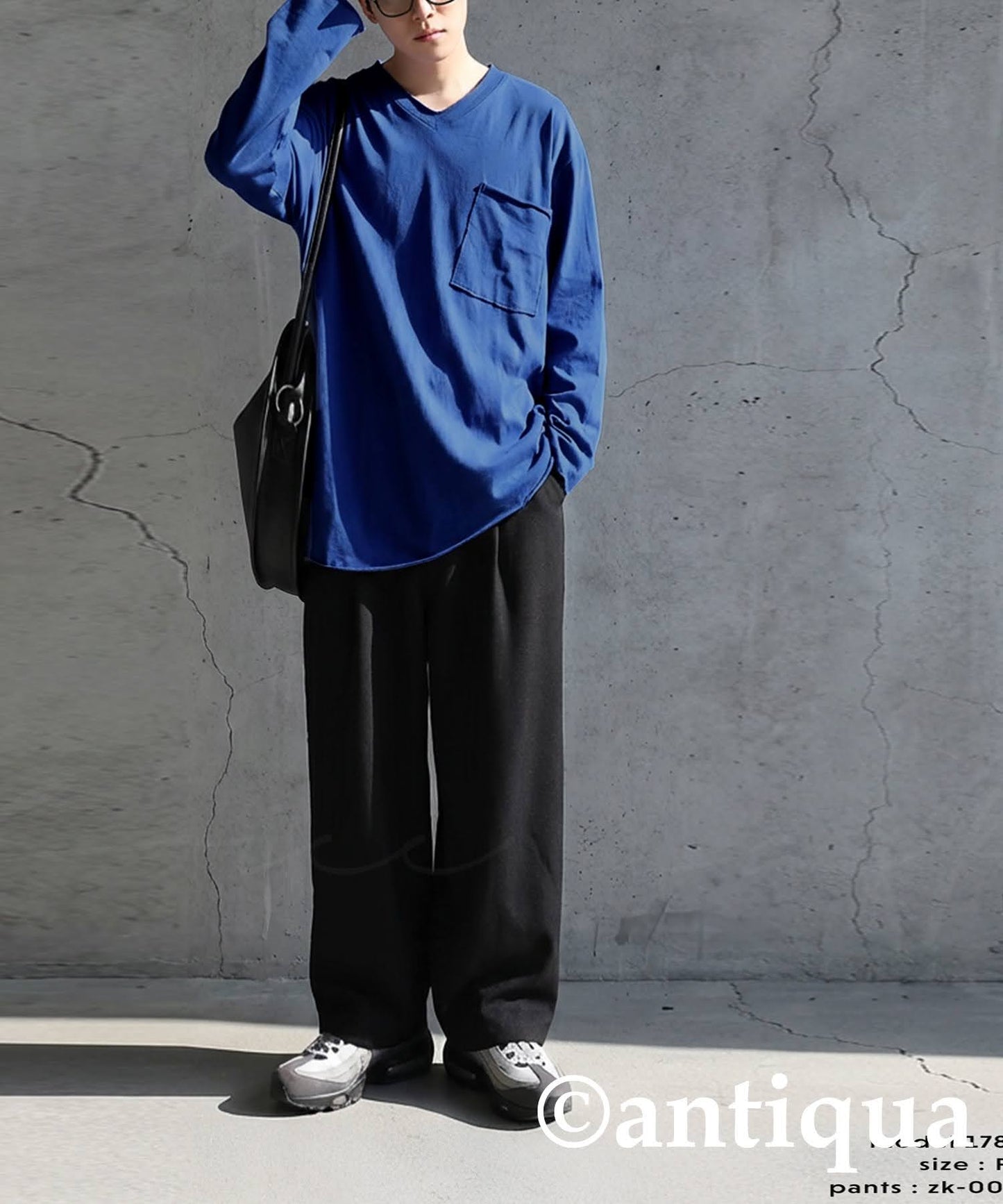 Cut-Off V-Neck Long T-Shirt Men's