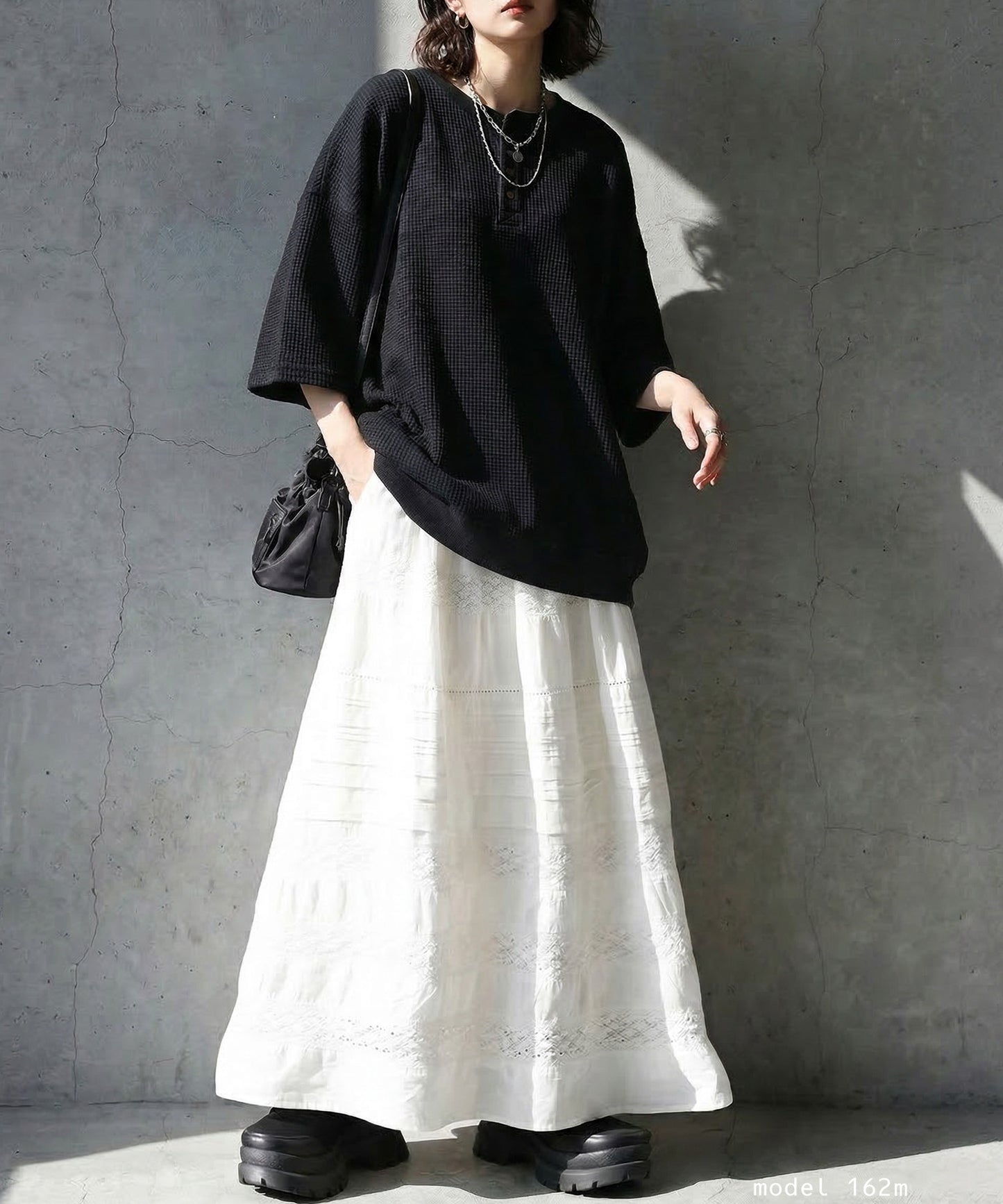 Waffle Knit 100% Cotton Henley Neck T-Shirt Ladies