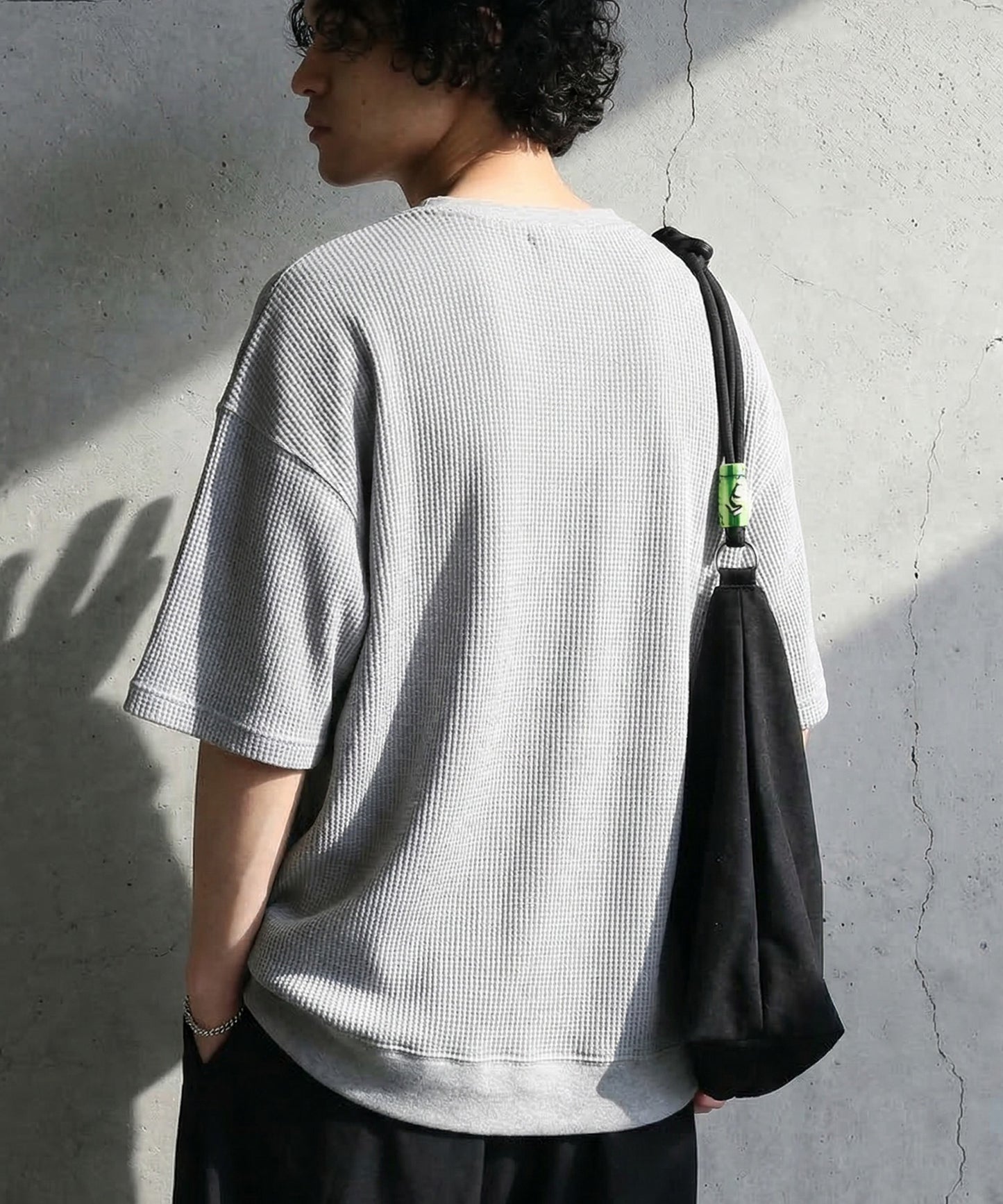Waffle Knit 100% Cotton Henley Neck T-Shirt Men’s