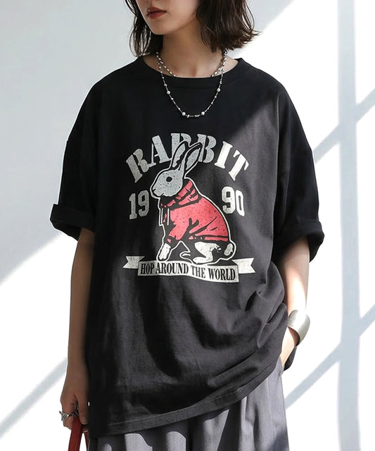 Oversized Cotton T-Shirt with Animal Embroidery – Breathable & Cooling Summer Tee Ladies