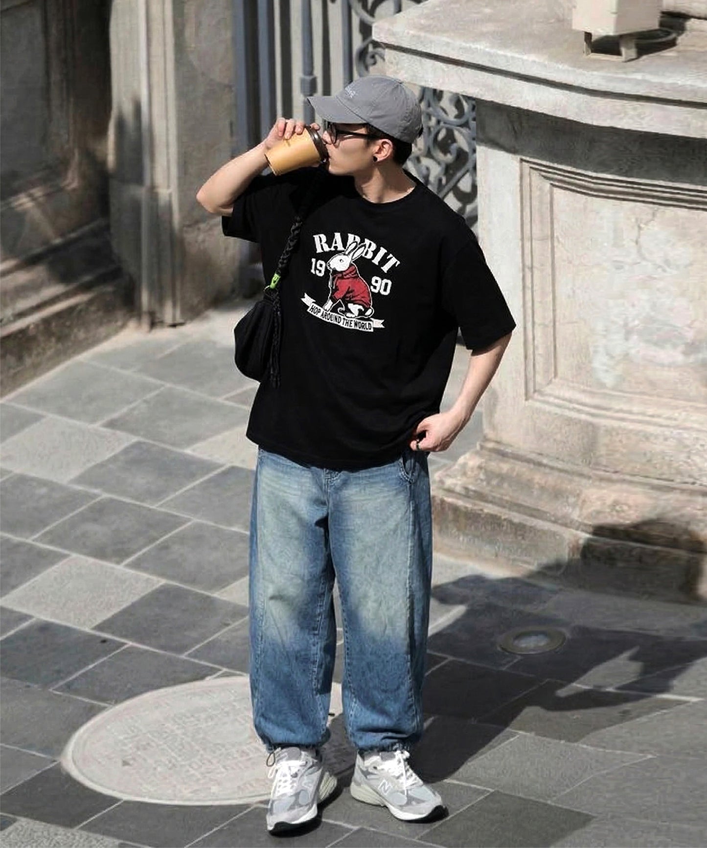 Oversized Cotton T-Shirt with Animal Embroidery – Breathable & Cooling Summer Tee Men’s