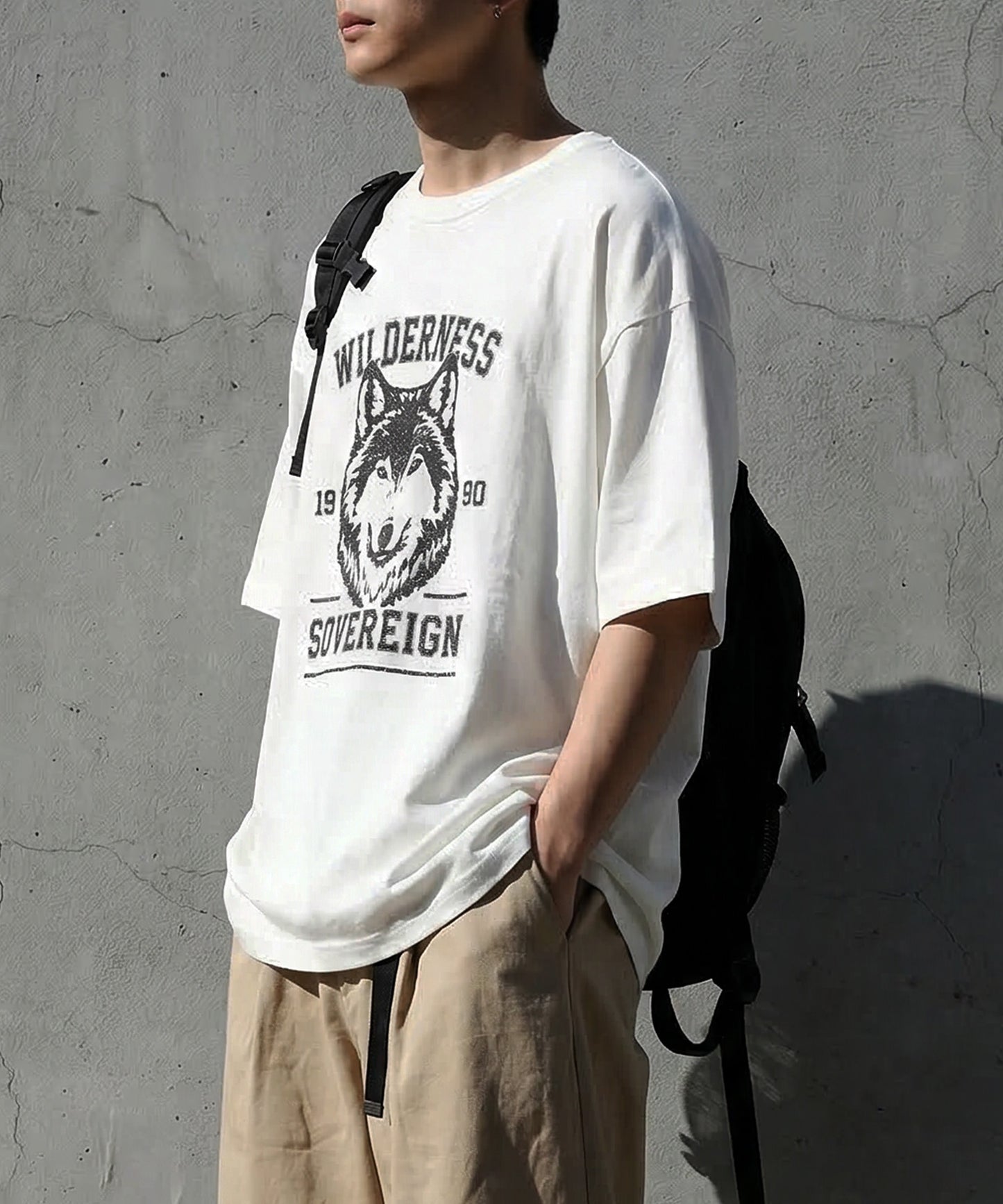 Oversized Cotton T-Shirt with Animal Embroidery – Breathable & Cooling Summer Tee Men’s