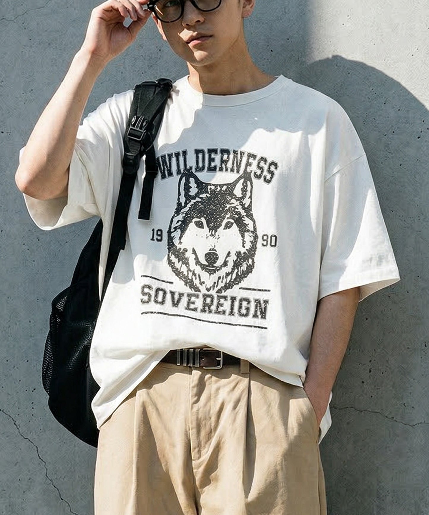 Oversized Cotton T-Shirt with Animal Embroidery – Breathable & Cooling Summer Tee Men’s