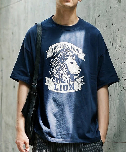 Oversized Cotton T-Shirt with Animal Embroidery – Breathable & Cooling Summer Tee Men’s