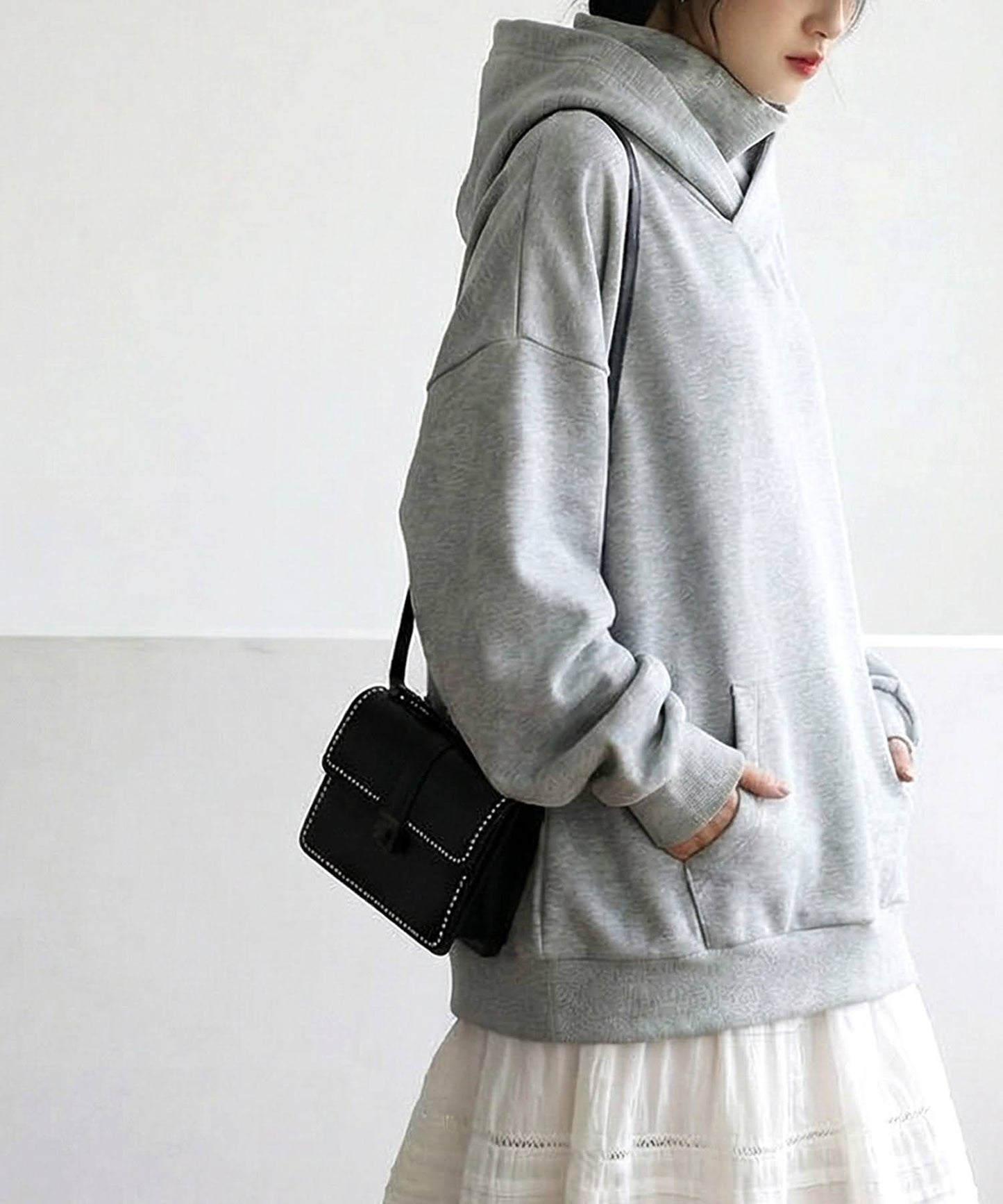 Ponte Material Hoodie Ladies