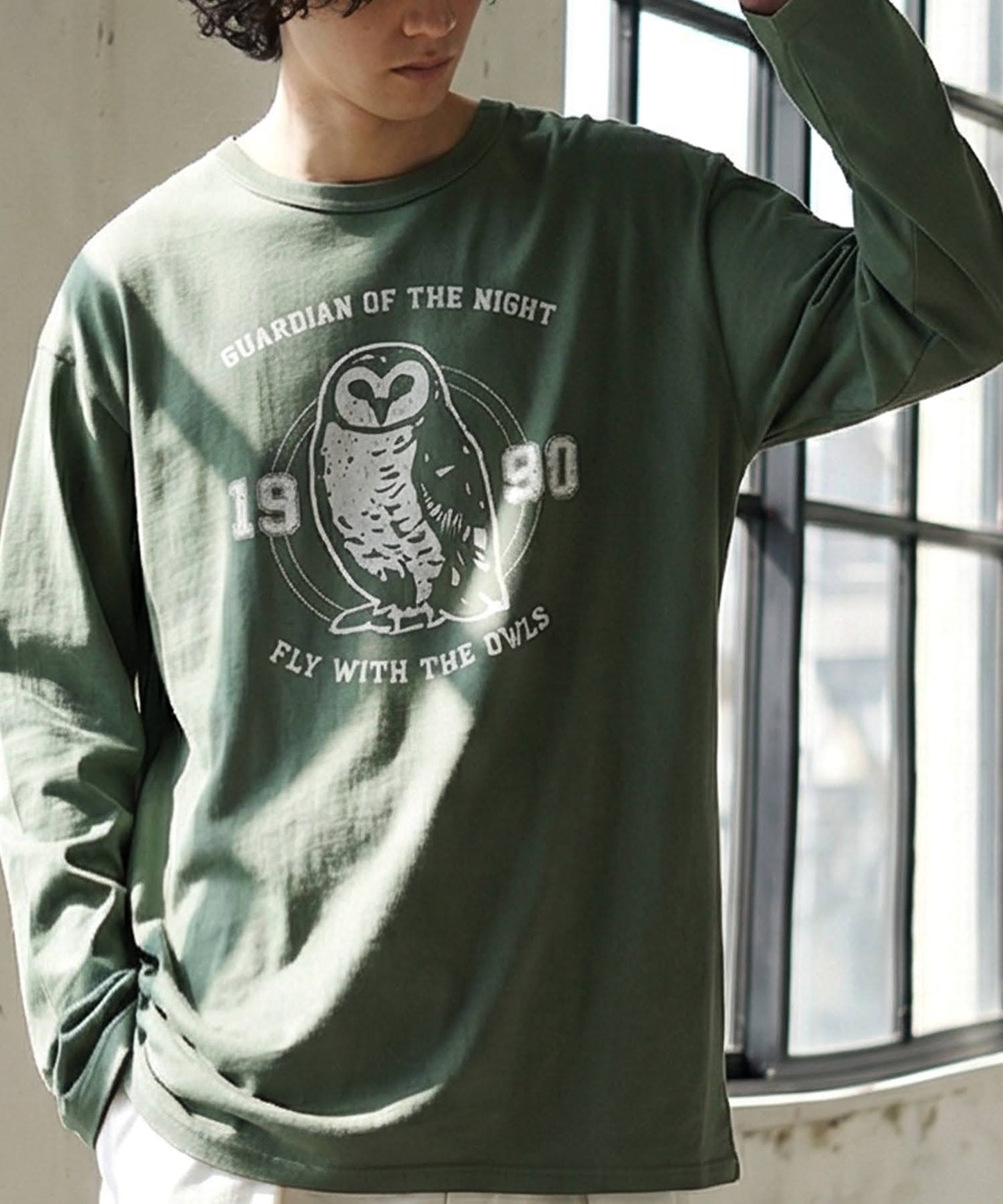 Long-Sleeved 100% Cotton Animal Print Long-Sleeved T-Shirt Men's