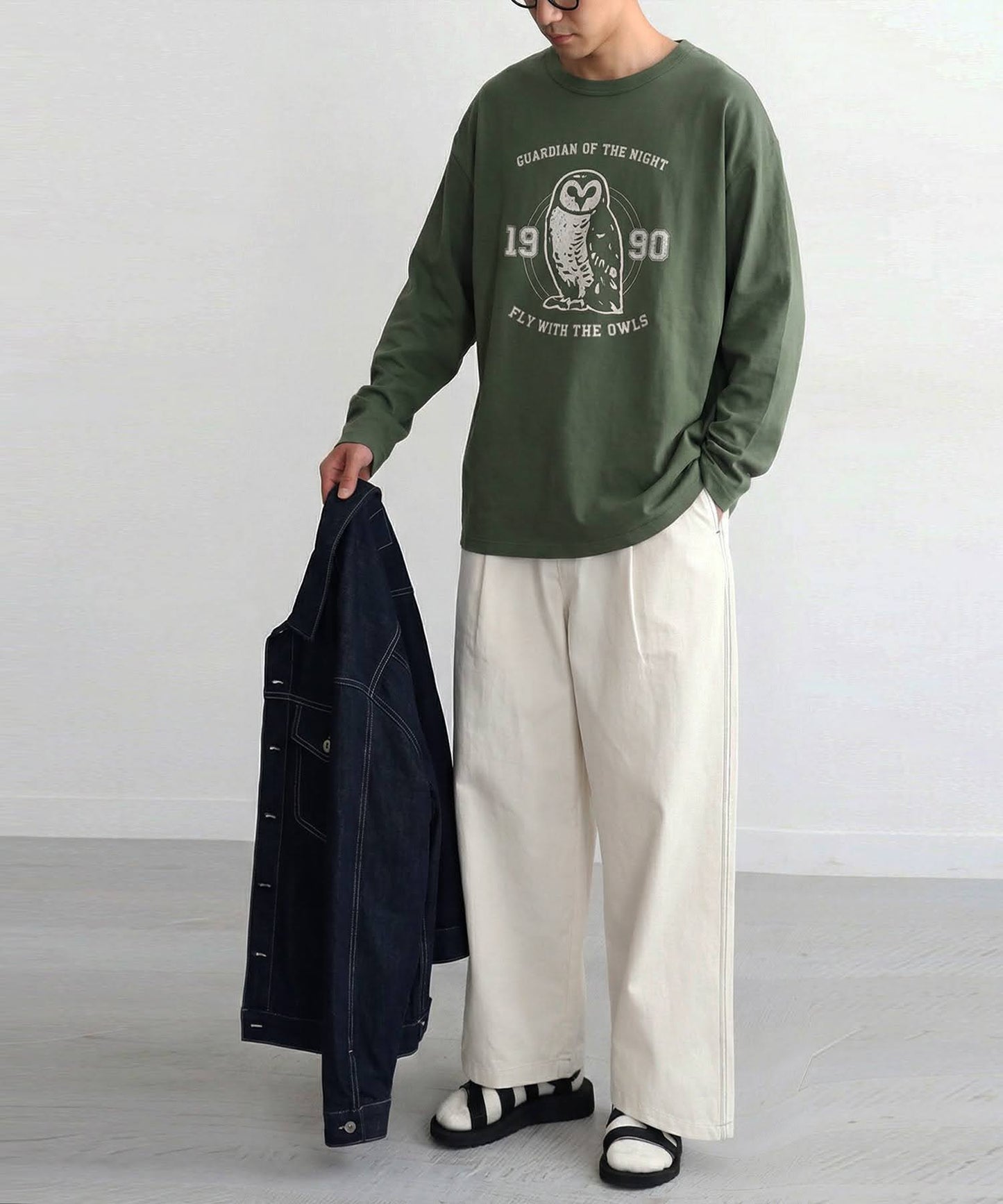 Long-Sleeved 100% Cotton Animal Print Long-Sleeved T-Shirt Men's
