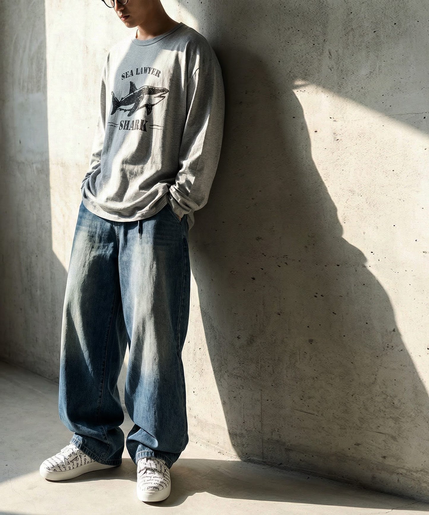 Long-Sleeved 100% Cotton Animal Print Long-Sleeved T-Shirt Men's