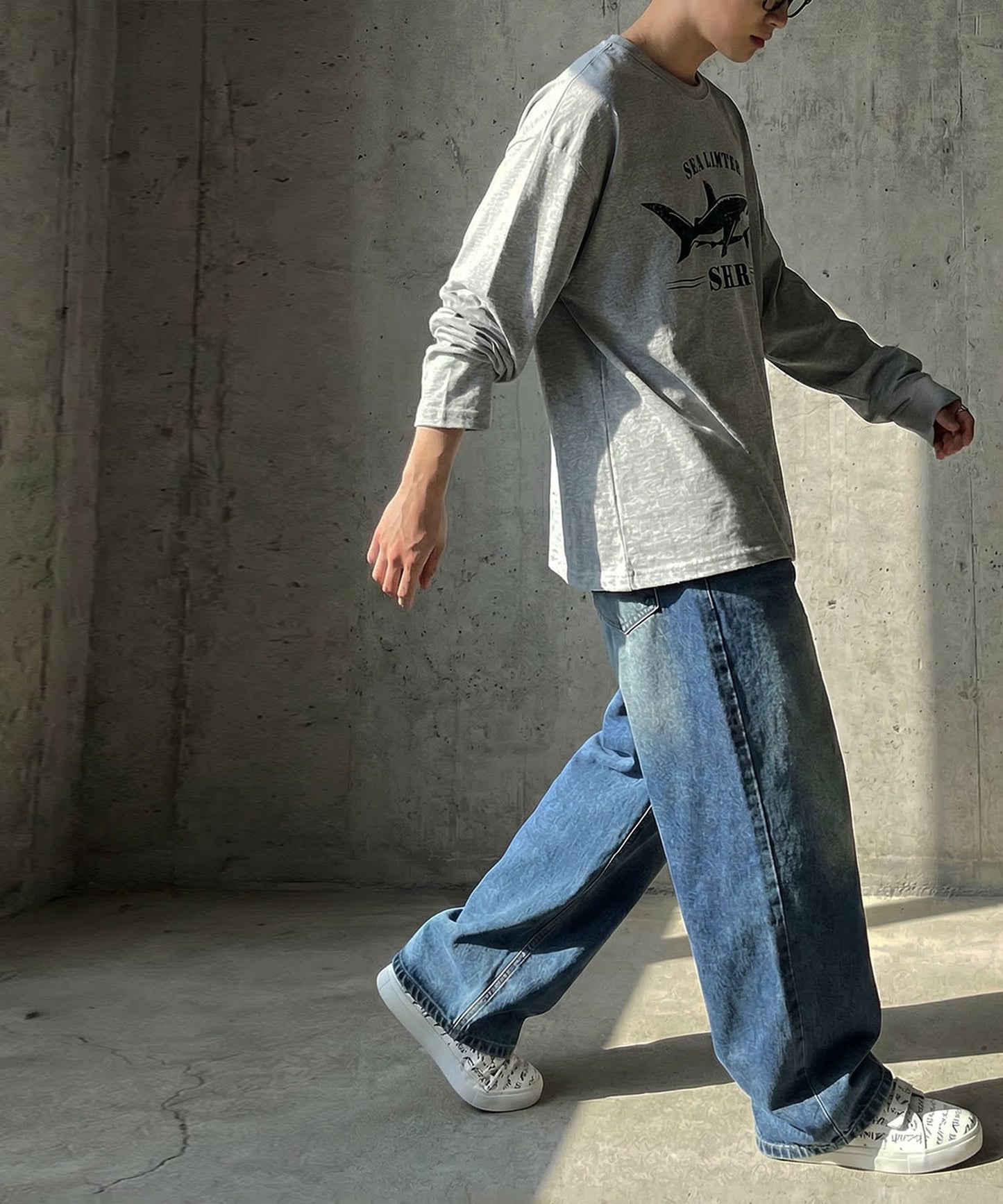 Long-Sleeved 100% Cotton Animal Print Long-Sleeved T-Shirt Men's