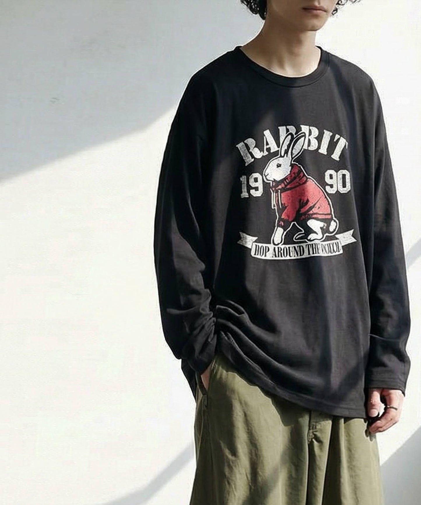 Long-Sleeved 100% Cotton Animal Print Long-Sleeved T-Shirt Men's