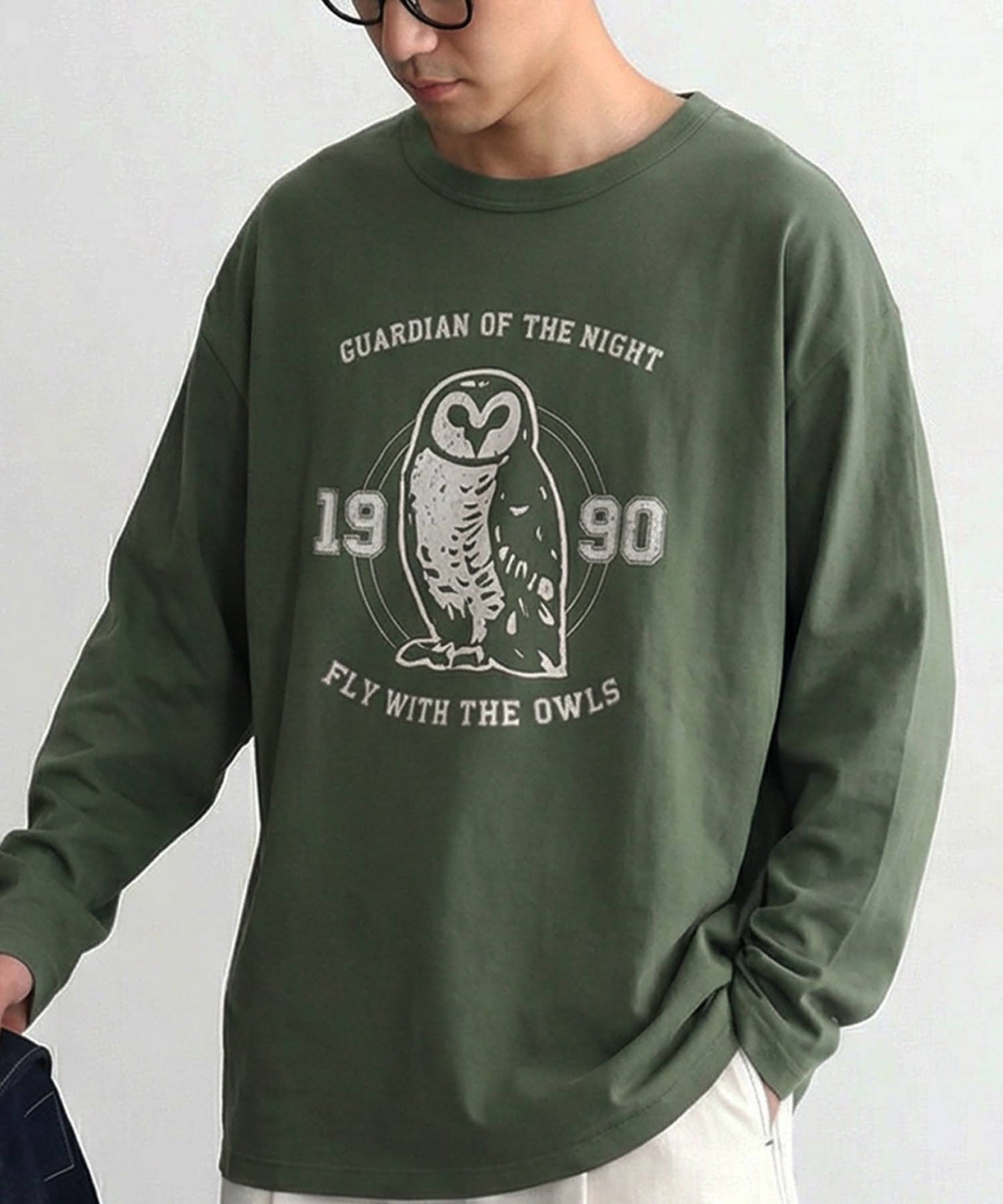 Long-Sleeved 100% Cotton Animal Print Long-Sleeved T-Shirt Men's