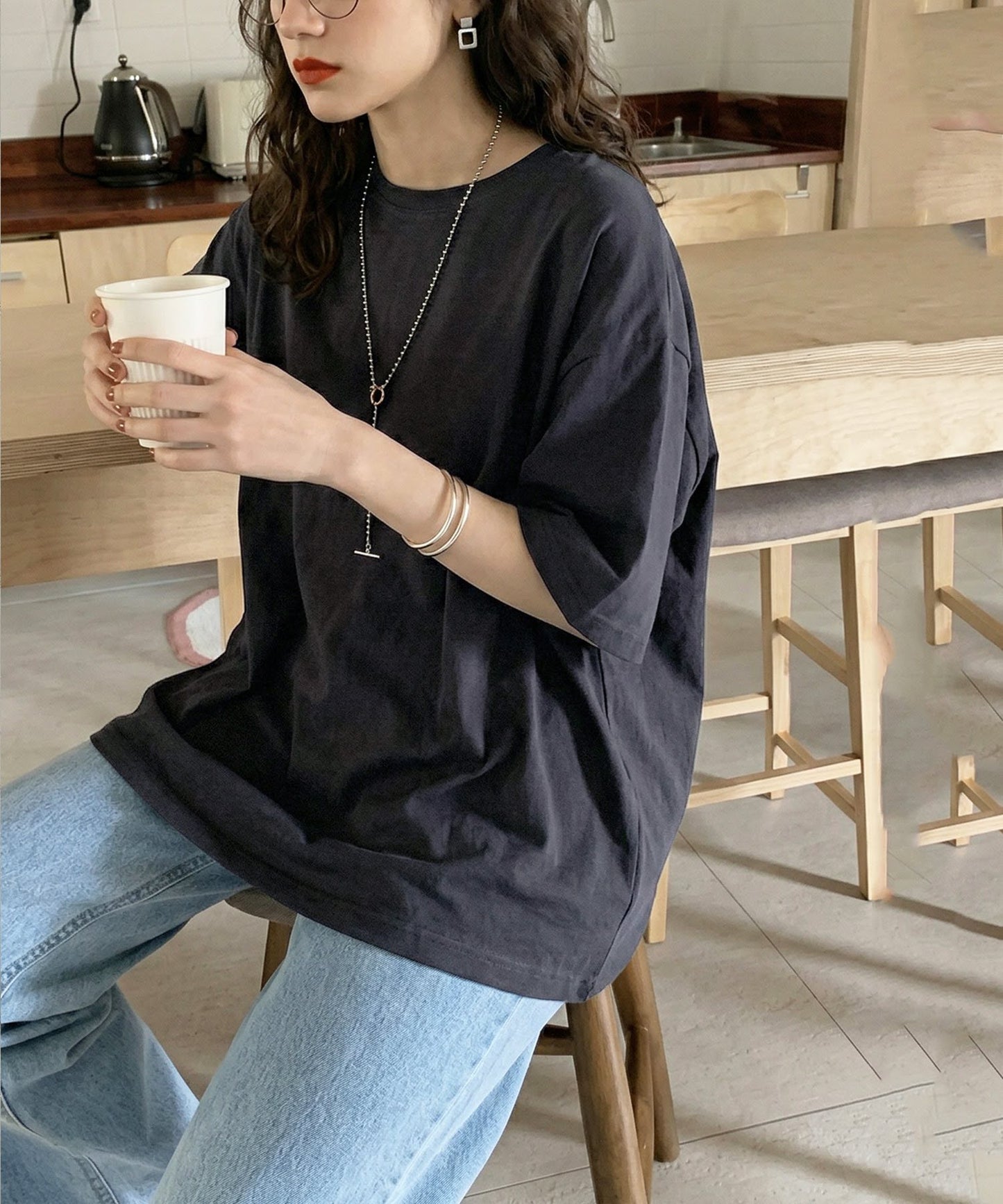 100% Cotton Sweat-Proof Half-Sleeve T-shirt Ladies