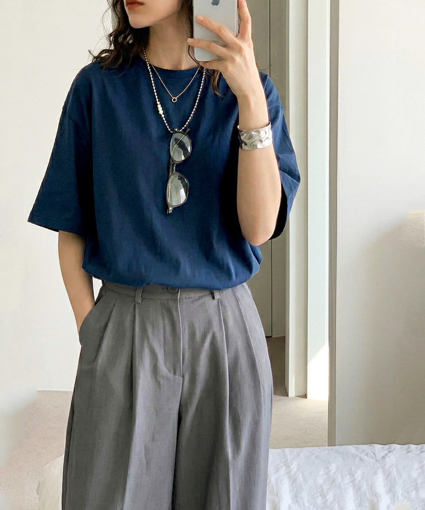 100% Cotton Sweat-Proof Half-Sleeve T-shirt Ladies