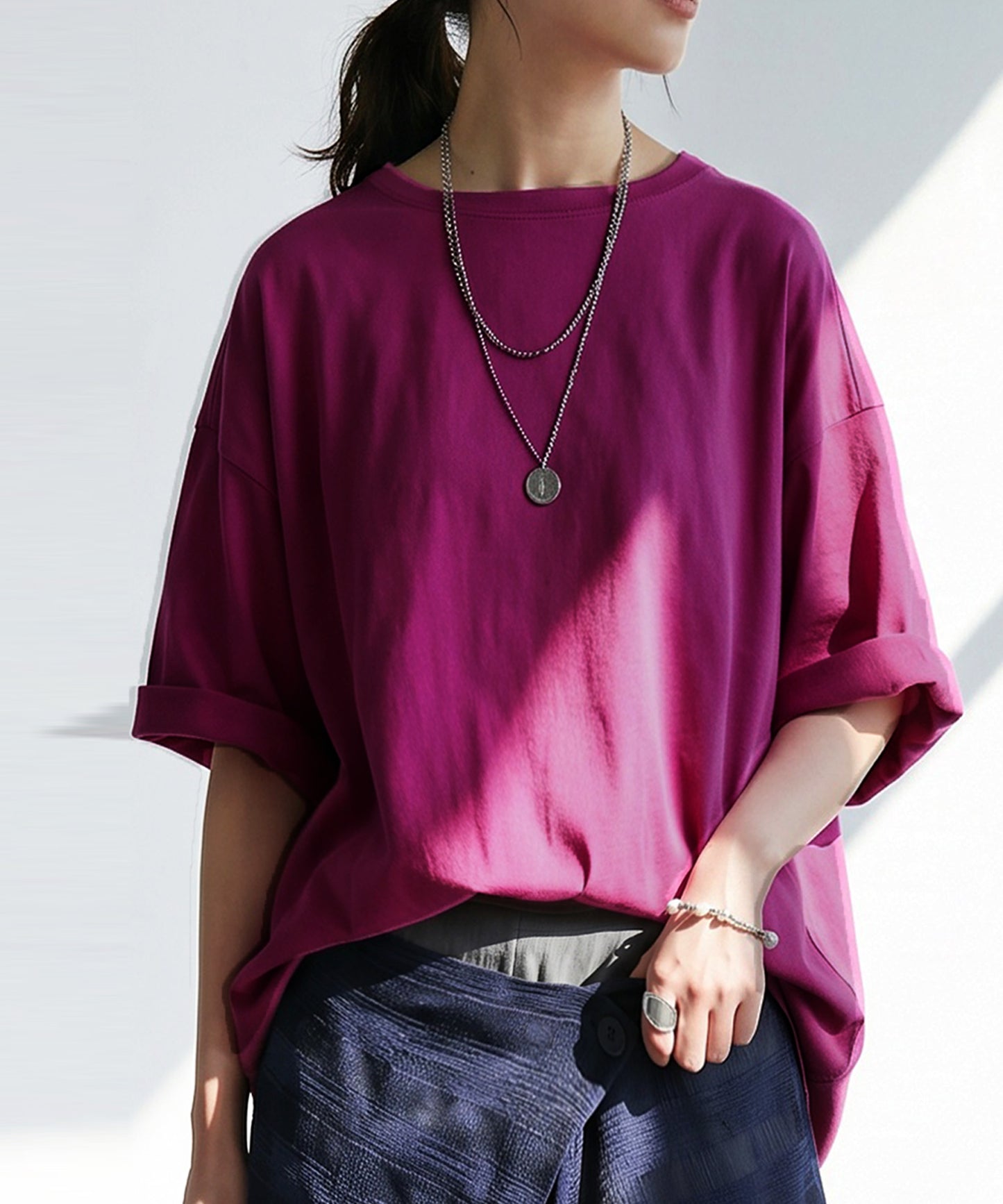 100% Cotton Sweat-Proof Half-Sleeve T-shirt Ladies