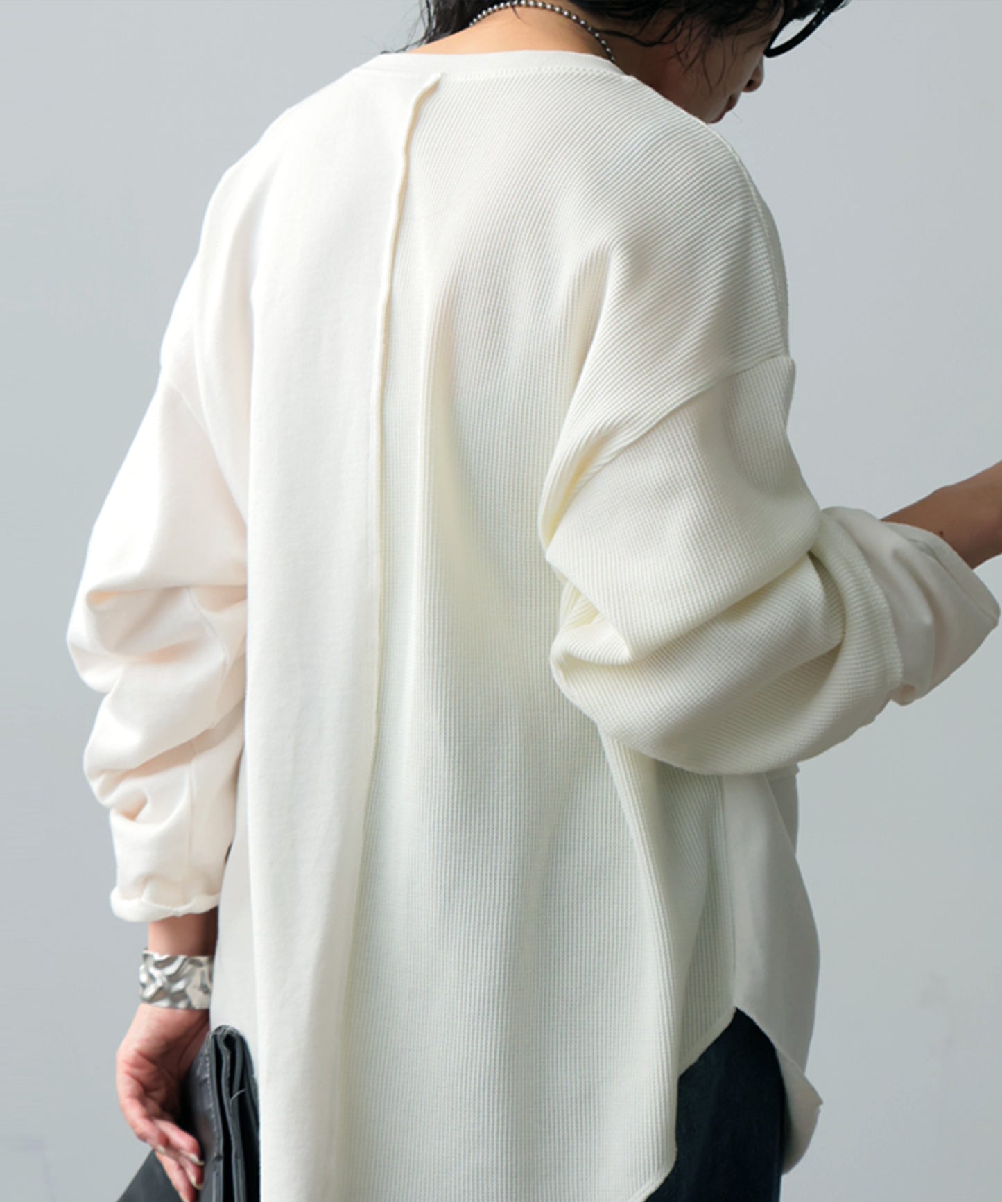 100% Cotton Round Hem Waffle Top Ladies