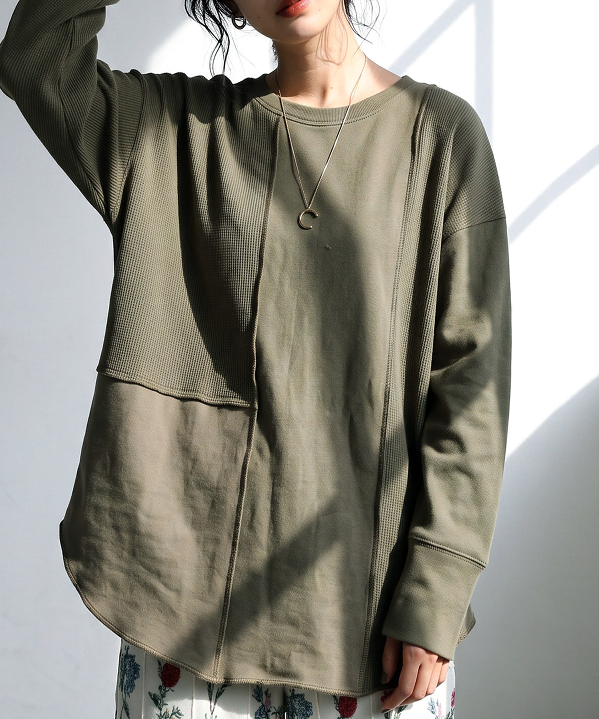 100% Cotton Round Hem Waffle Top Ladies