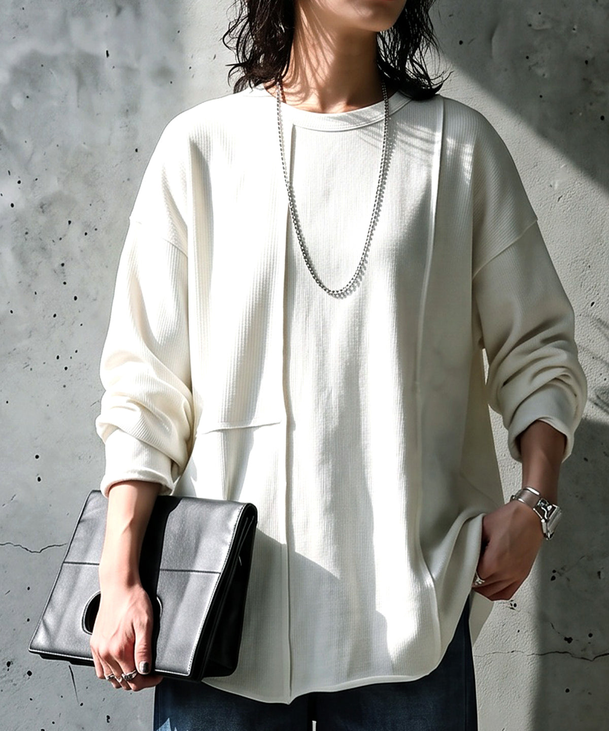 100% Cotton Round Hem Waffle Top Ladies