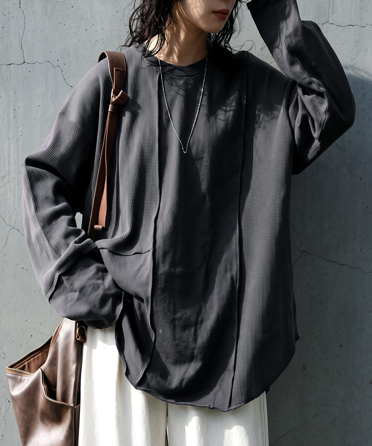 100% Cotton Round Hem Waffle Top Ladies